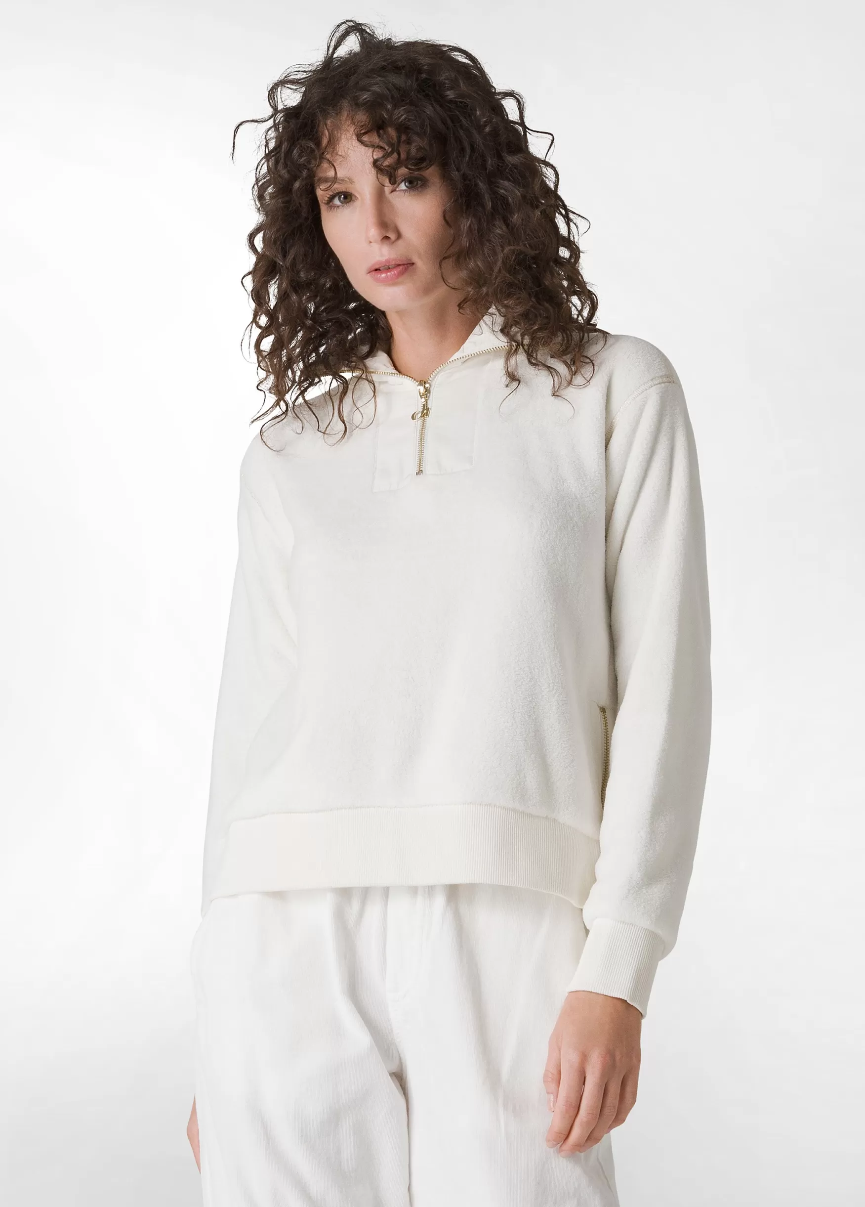 Shop DEHA Fluffy Polar Sweatshirt White Milk White