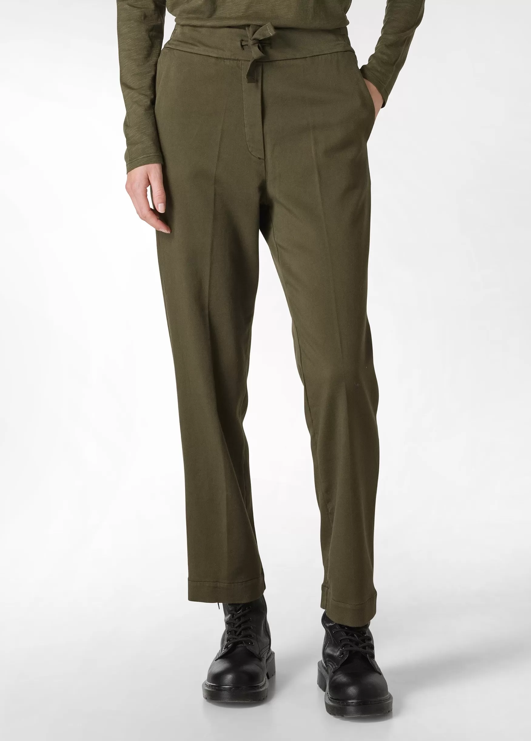 Cheap DEHA Gabardine Straight Pants Green Olive Green