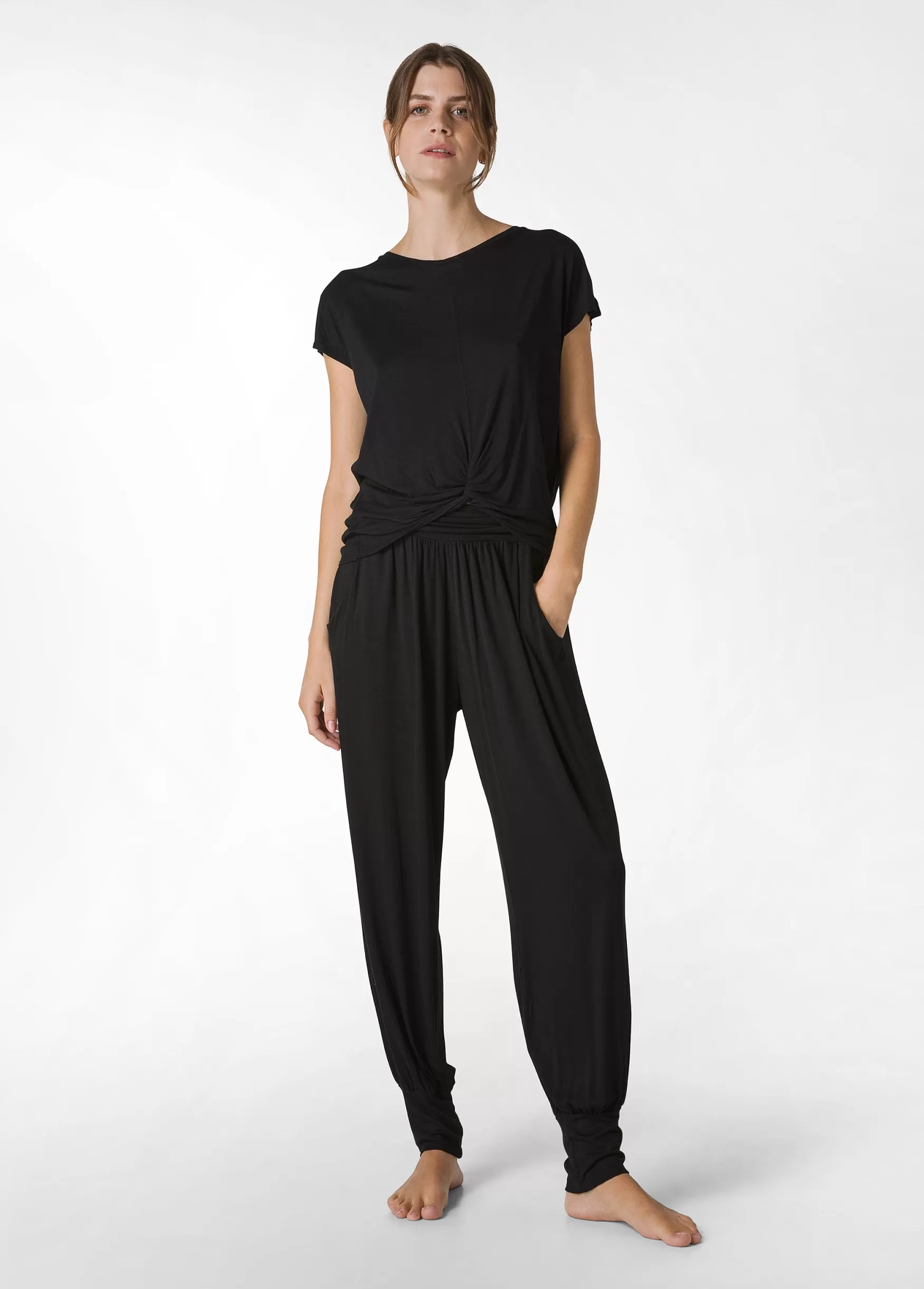 Cheap DEHA Harem Viscose Pants Black