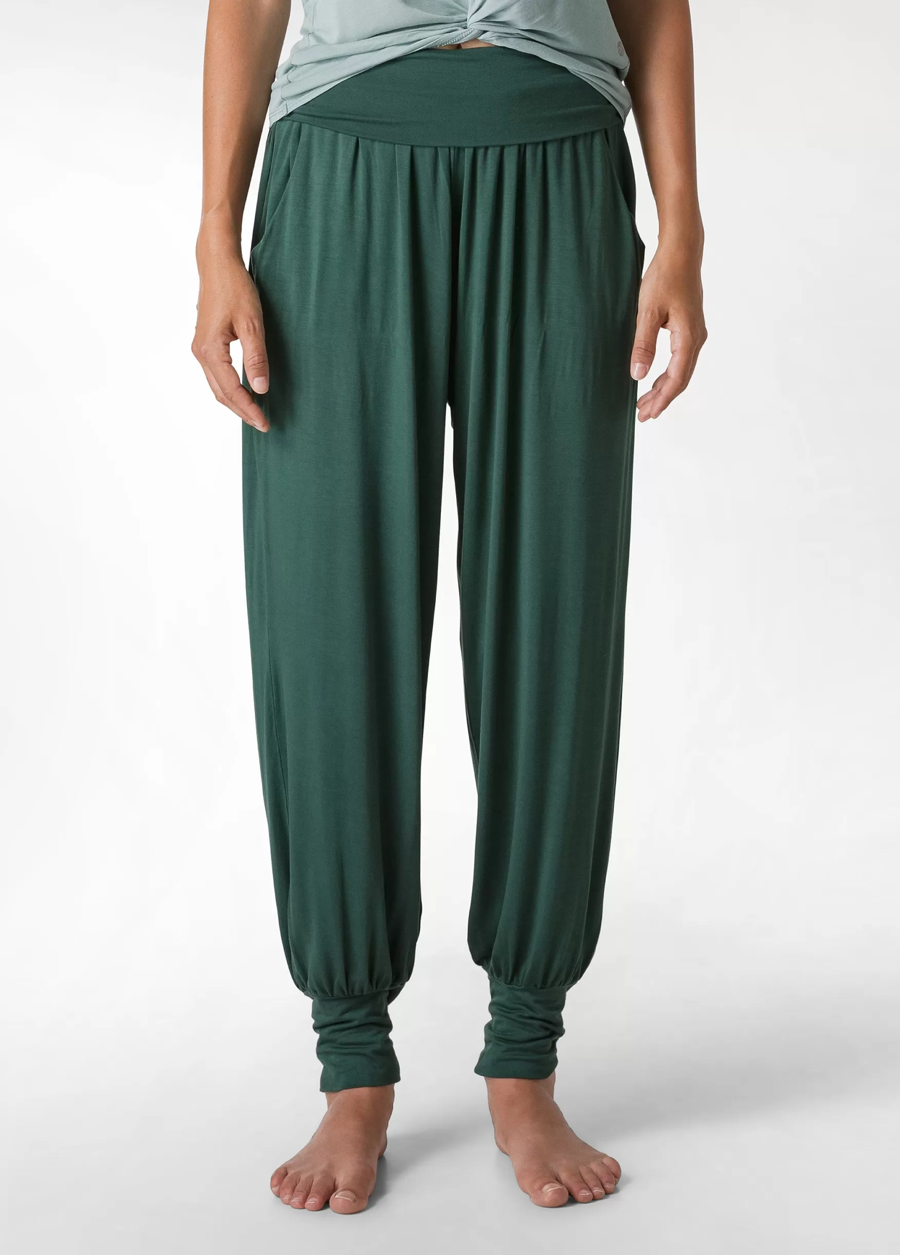 Cheap DEHA Harem Viscose Pants Green Forest Green
