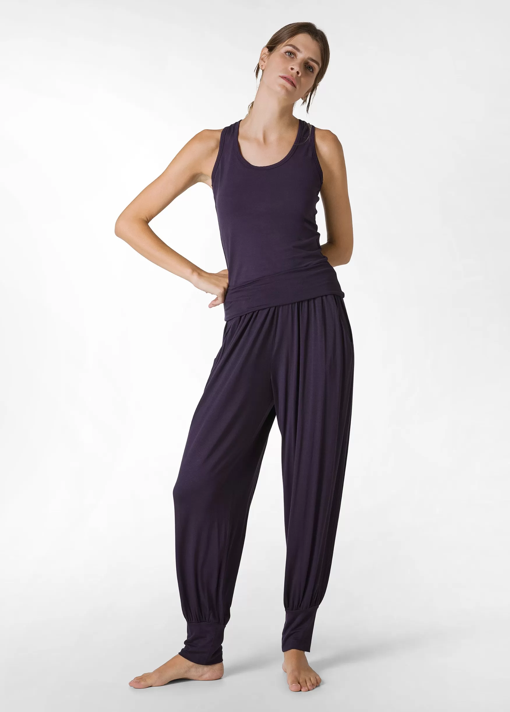 Cheap DEHA Harem Viscose Pants Purple Aubergine Violet