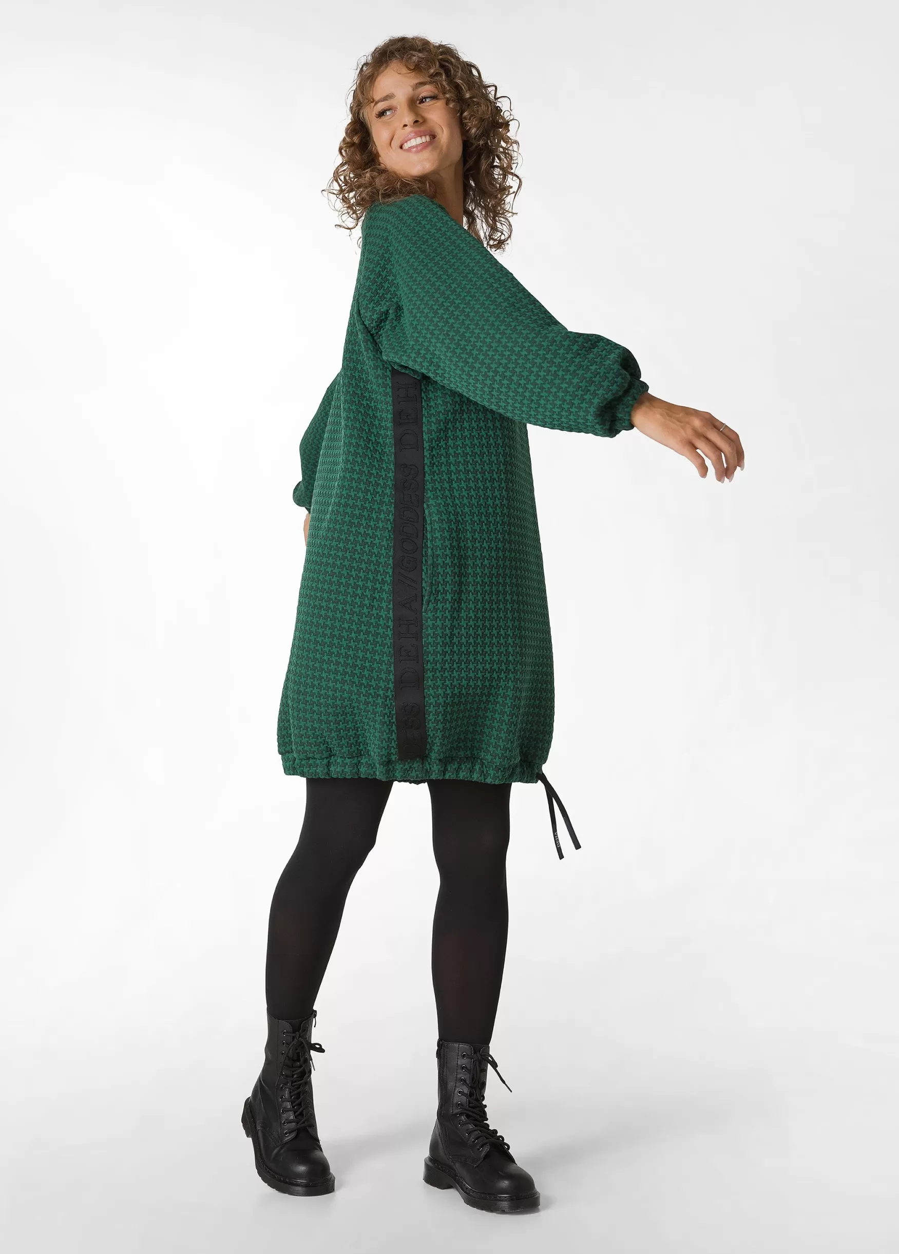 Sale DEHA Houndstooth Oversize Sweatshirt Green Forest Green