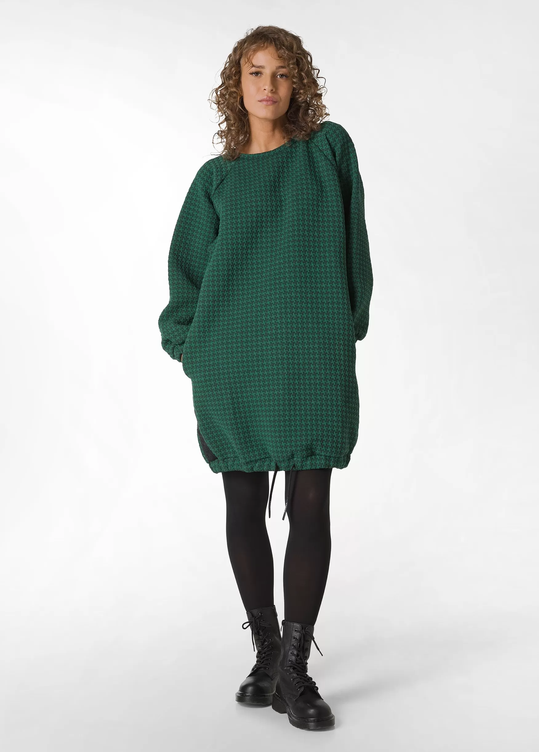 Sale DEHA Houndstooth Oversize Sweatshirt Green Forest Green