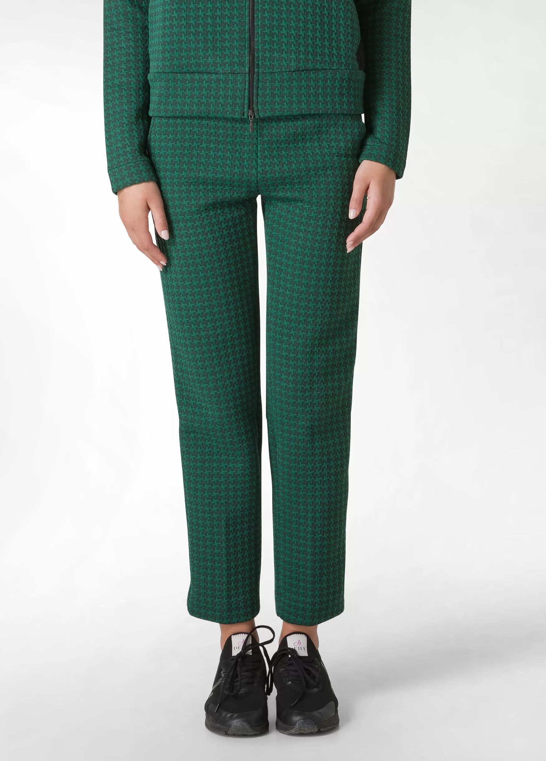 Outlet DEHA Houndstooth Straight Pants Green Forest Green