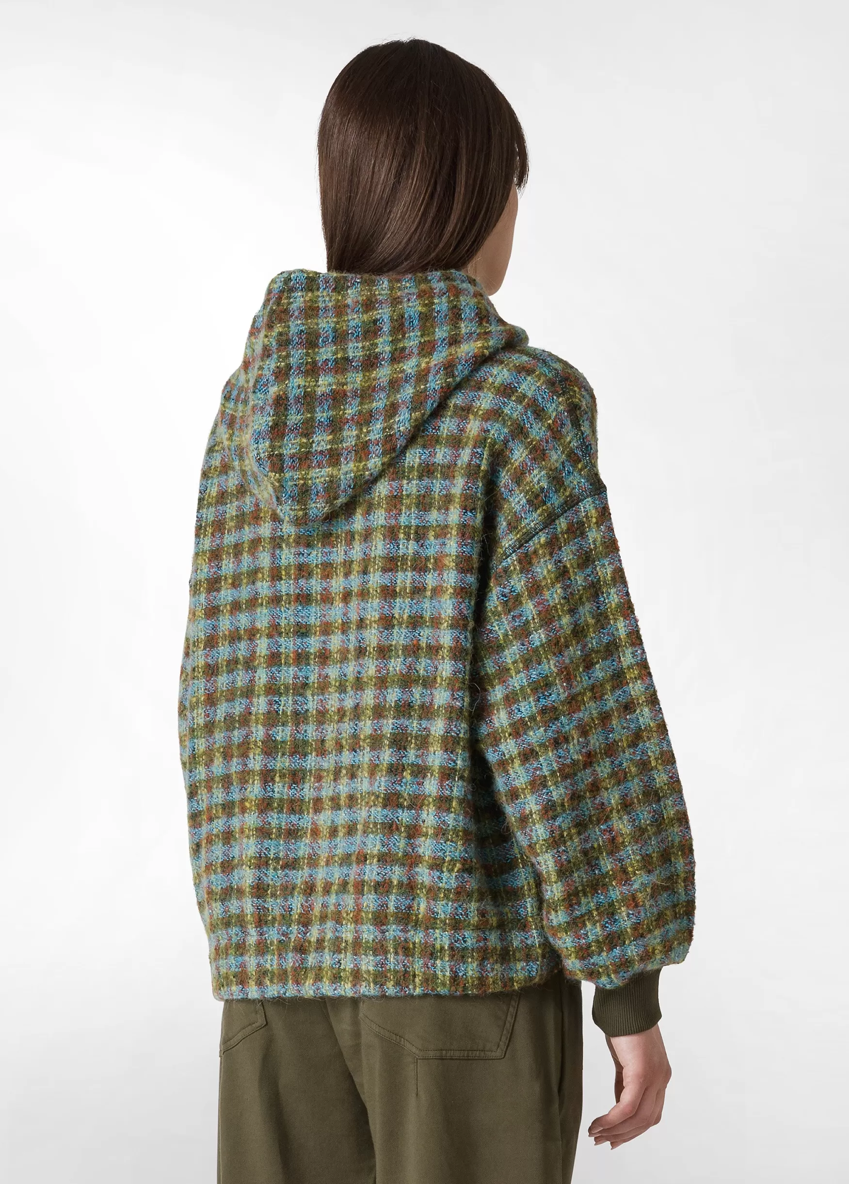 Clearance DEHA Jaquard Wooly Jacket Green Green & Blue Check