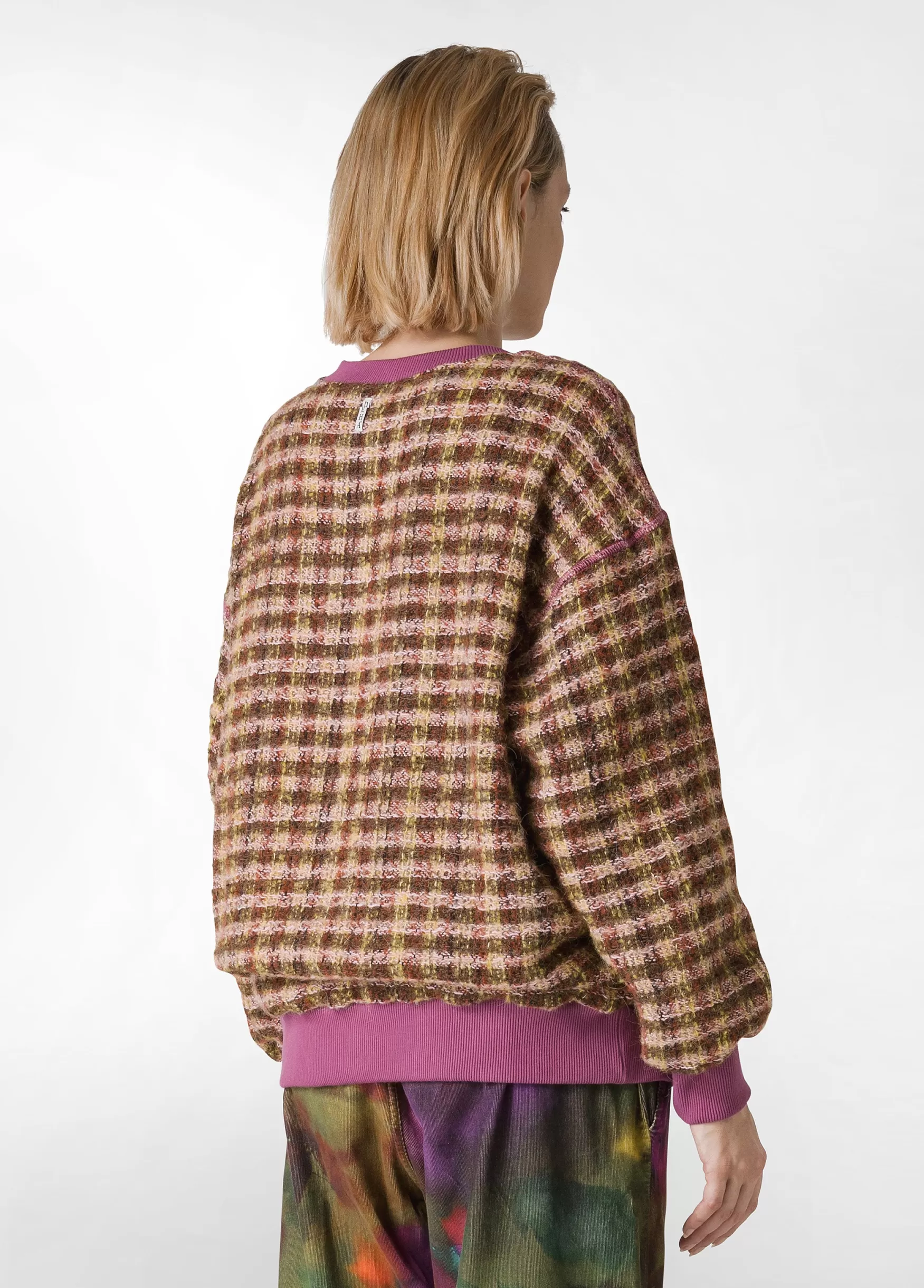 Cheap DEHA Jaquard Wooly Sweatshirt Pink Rose & Red Check