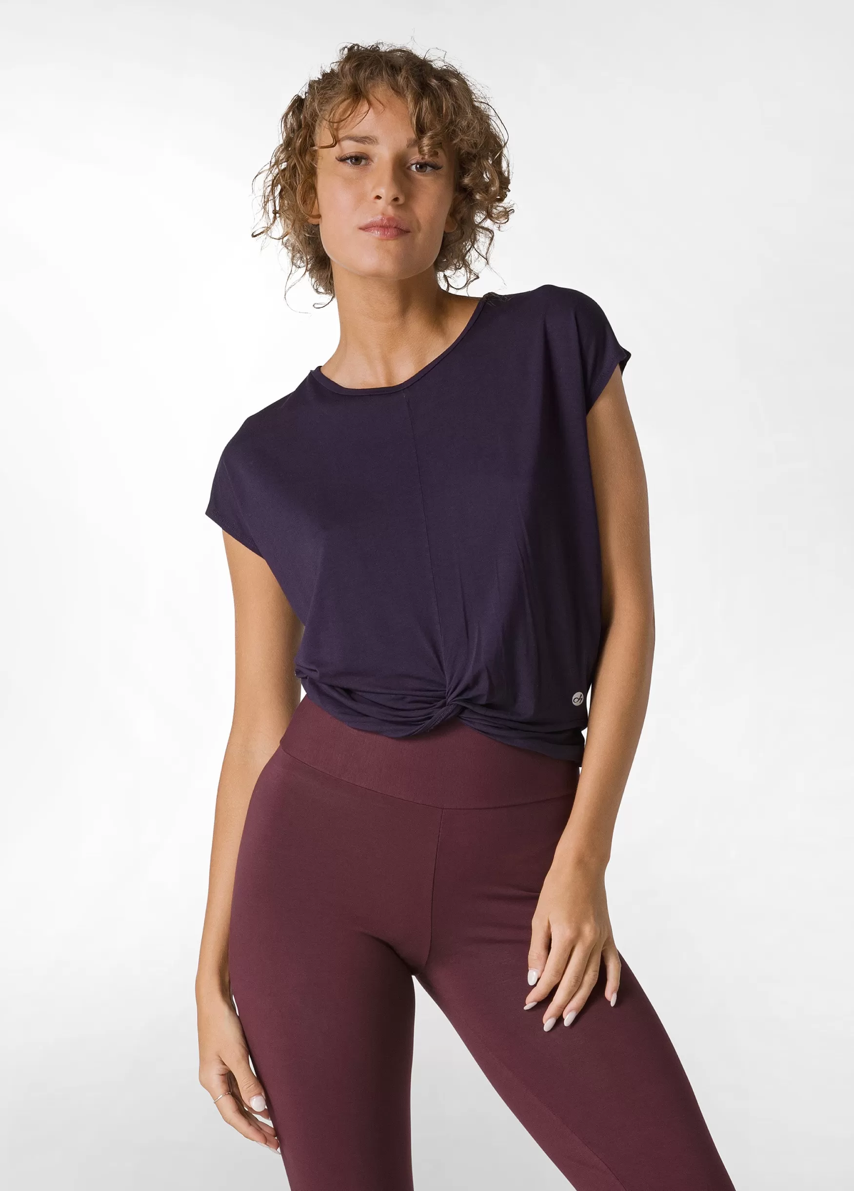 Shop DEHA Knot Viscose T-Shirt Purple Aubergine Violet