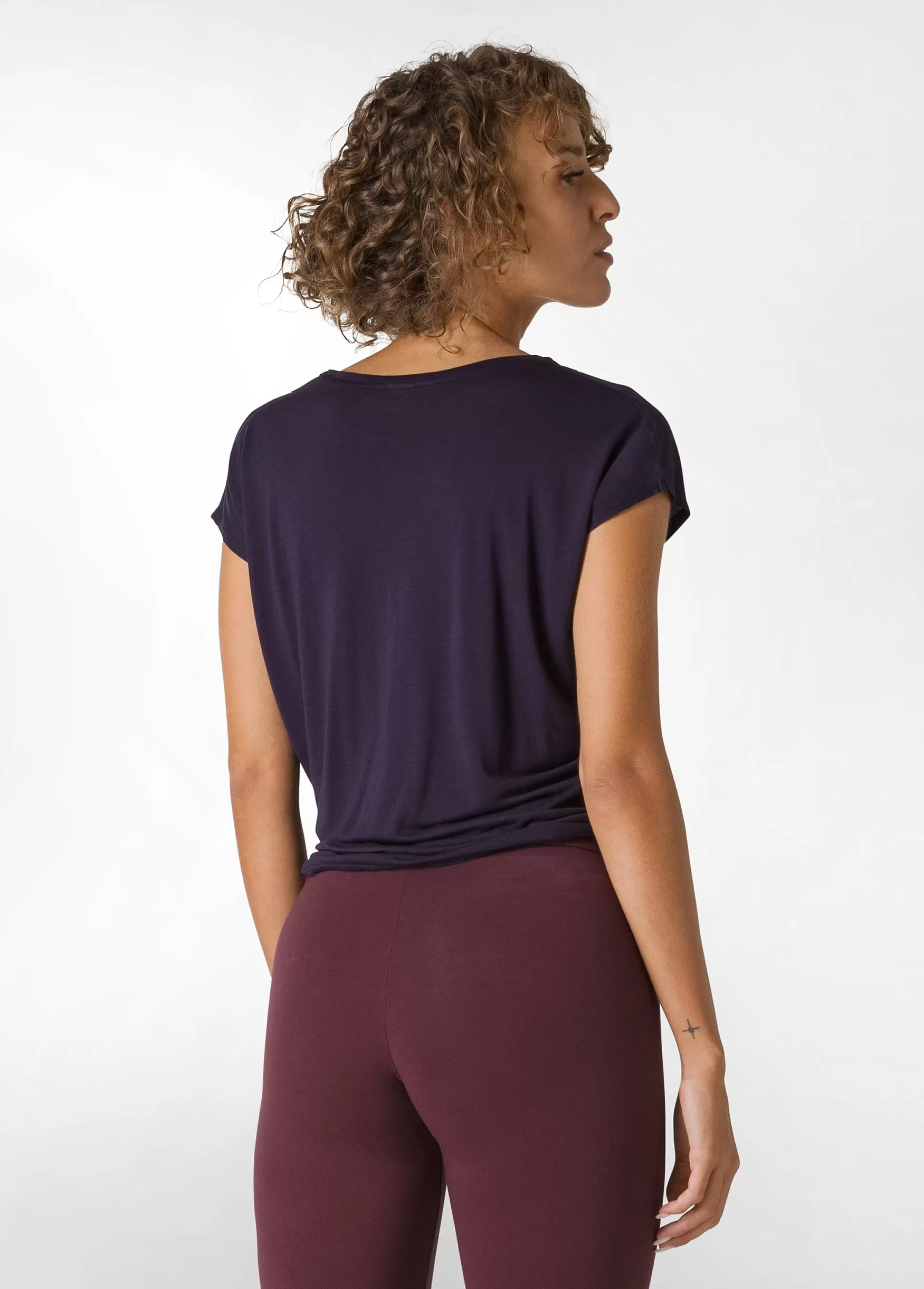Shop DEHA Knot Viscose T-Shirt Purple Aubergine Violet