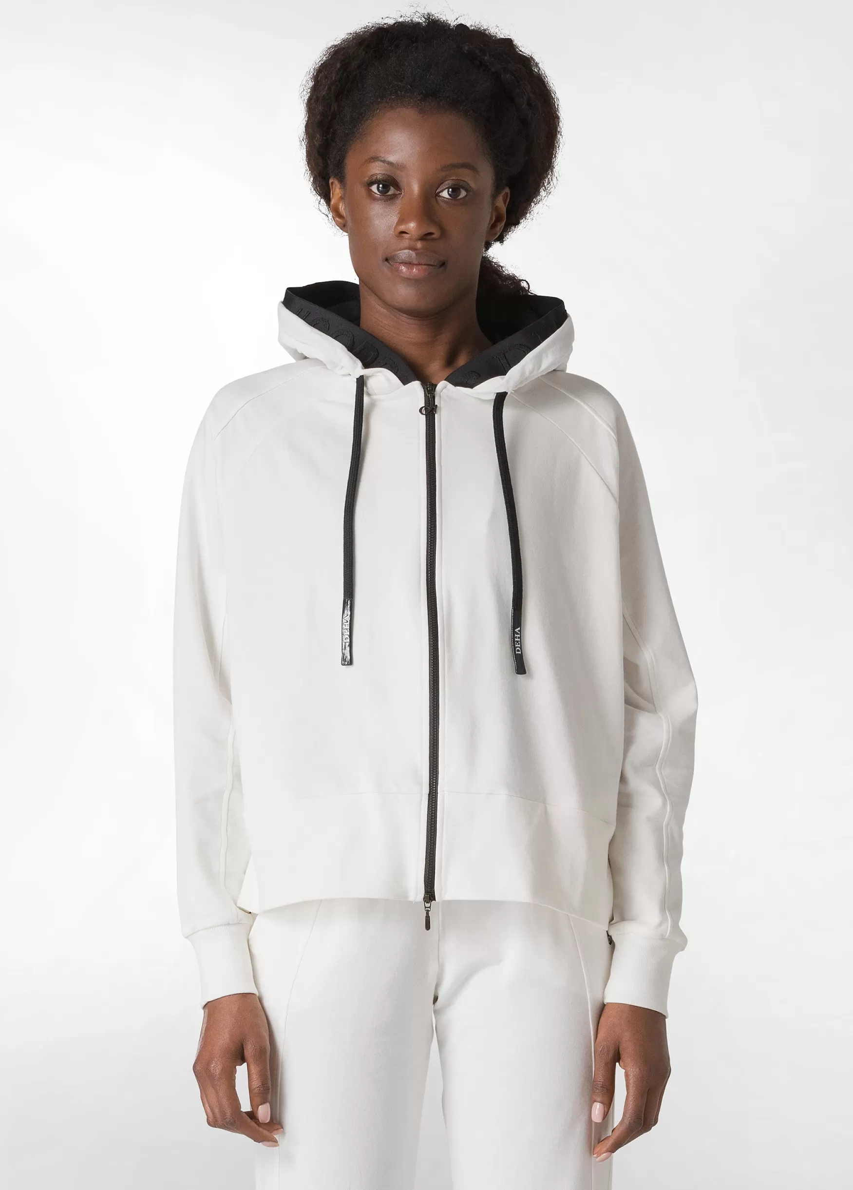 Clearance DEHA Logo Taping Full Zip Hoodie White Milk White