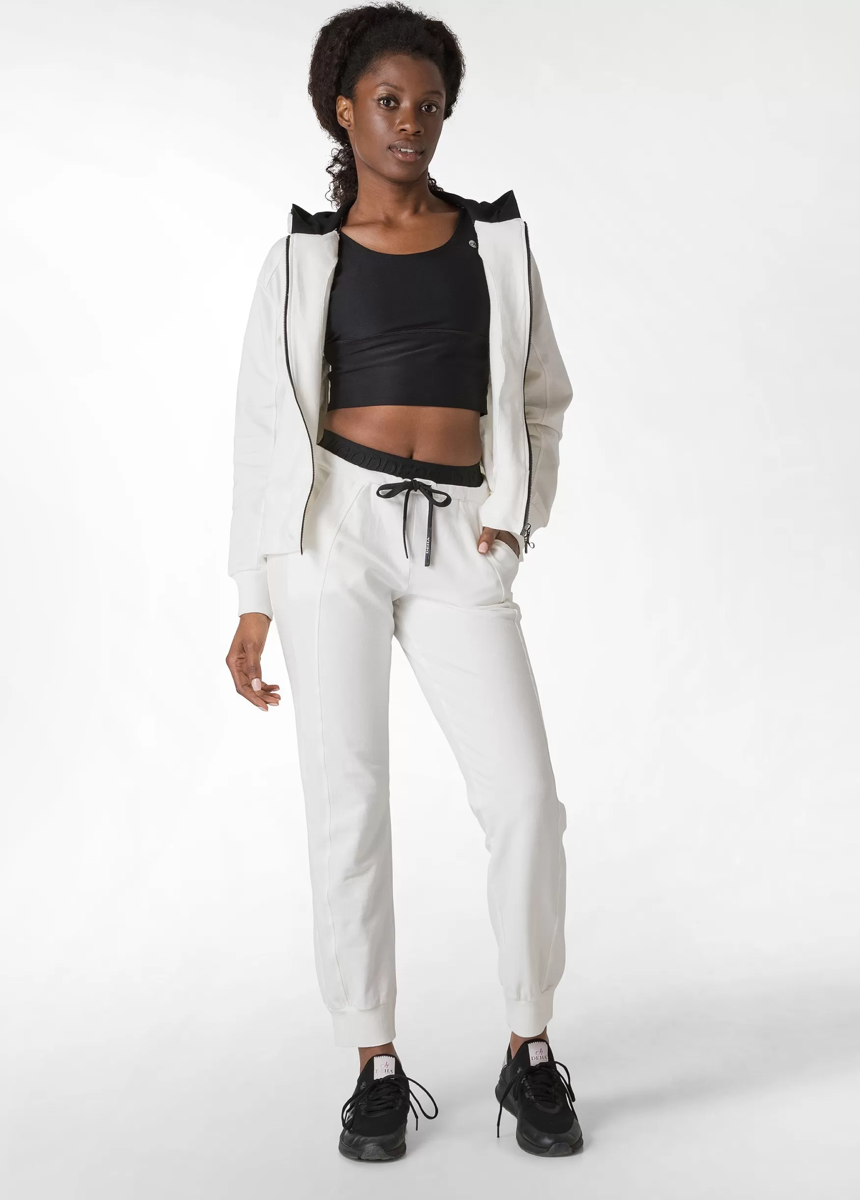 Fashion DEHA Logo Taping Jogger Pants White Milk White
