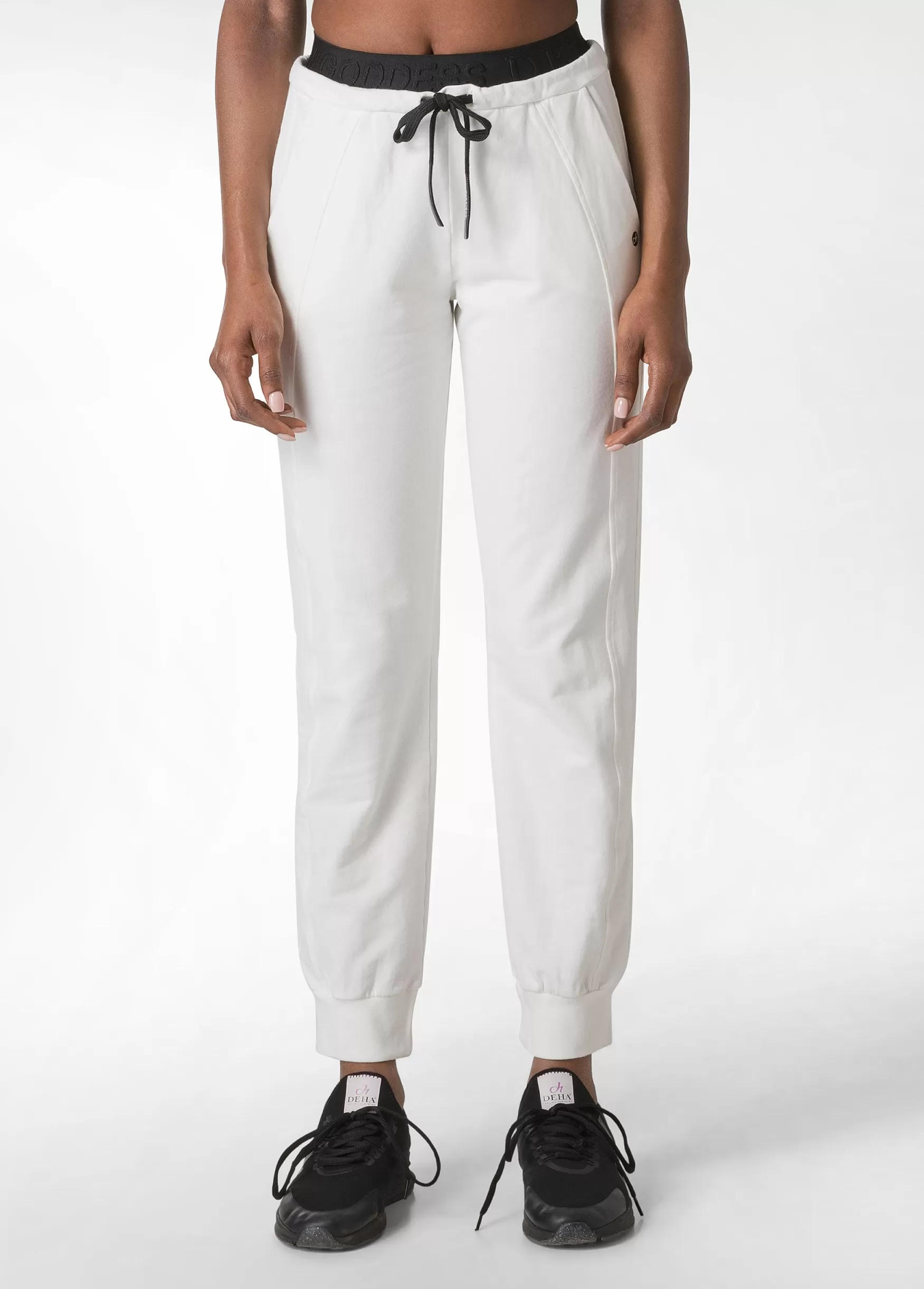 Fashion DEHA Logo Taping Jogger Pants White Milk White