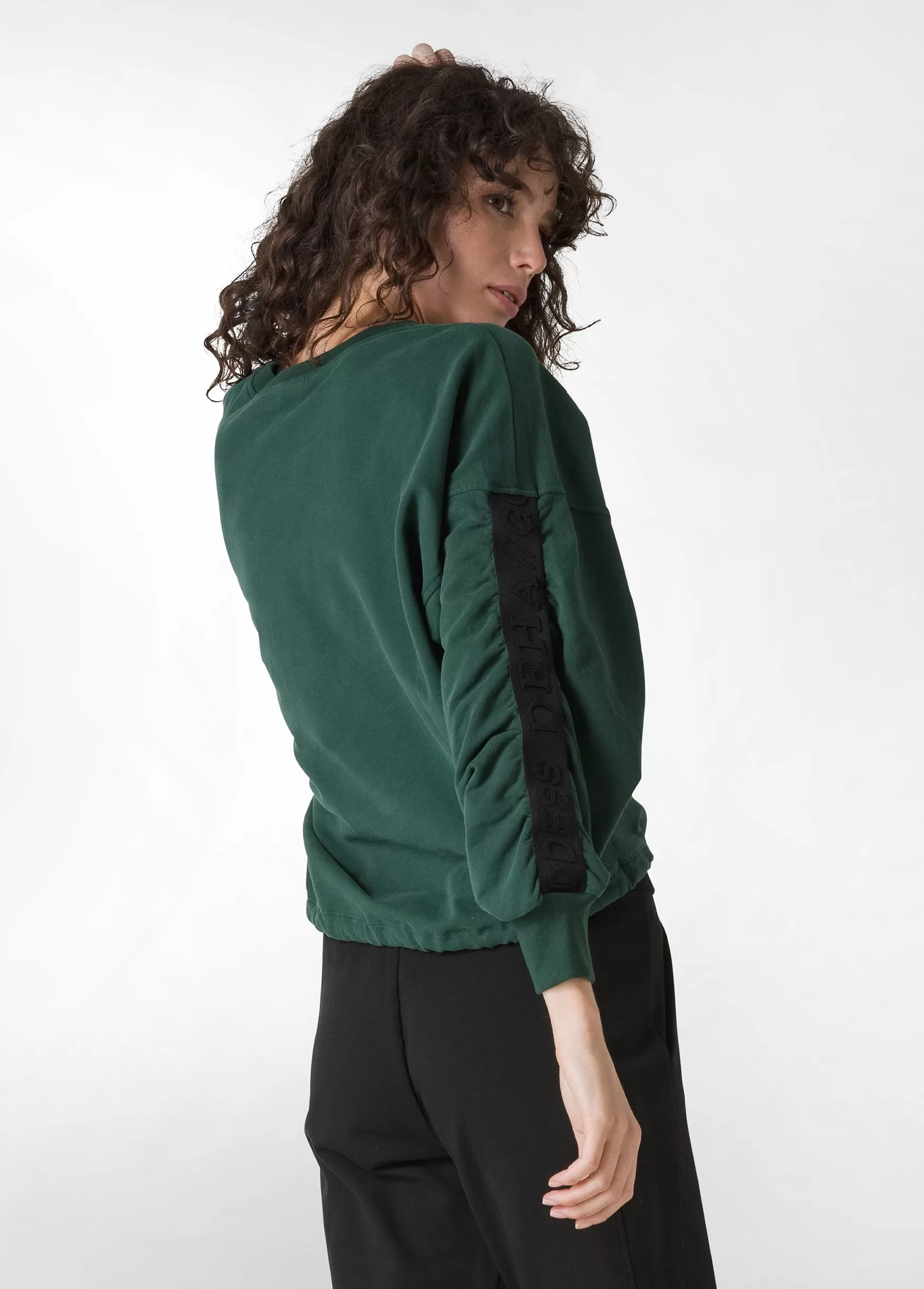 Fashion DEHA Logo Taping Sweatshirt Green Forest Green