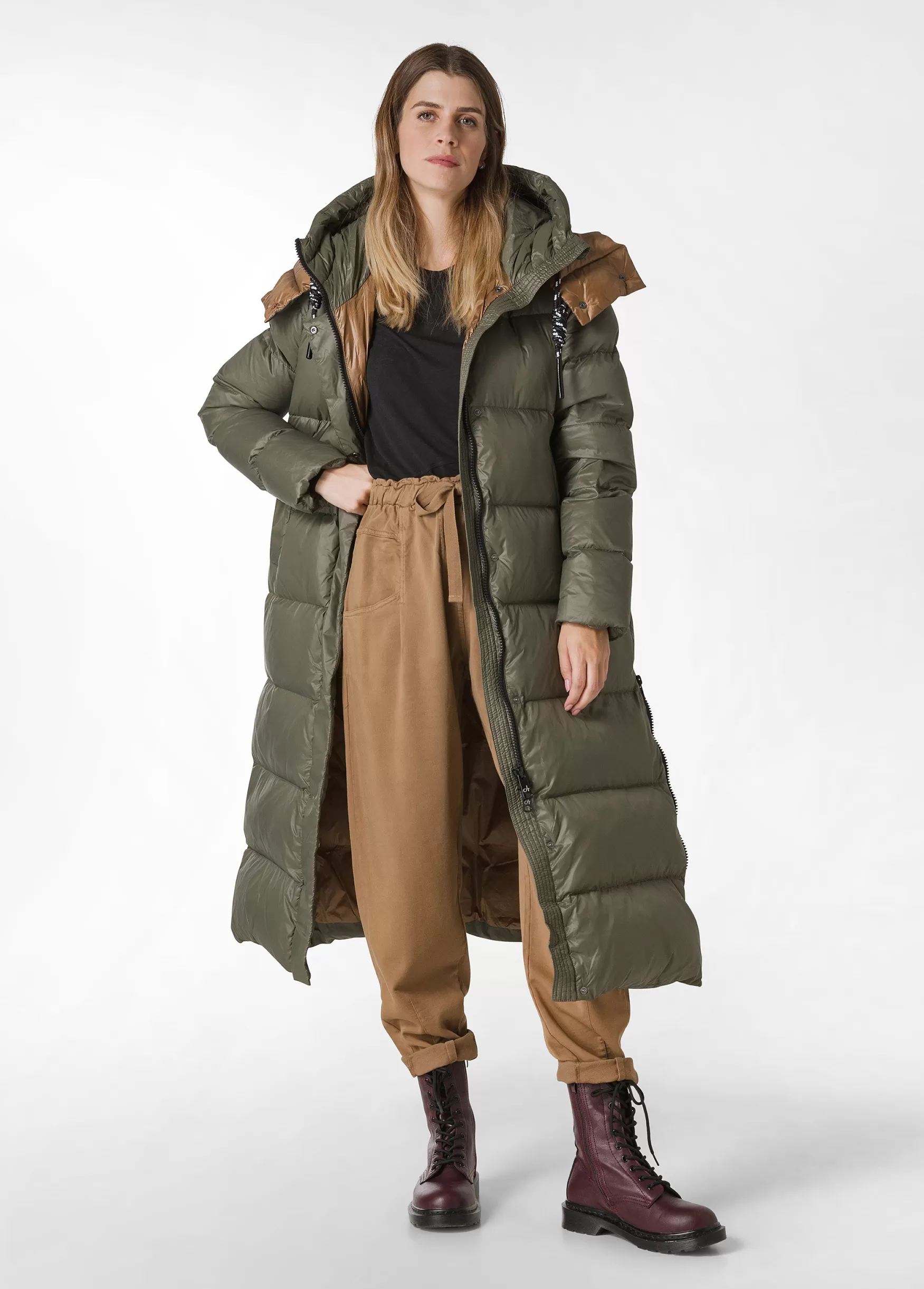 Online DEHA Long Down Jacket Green Olive Green