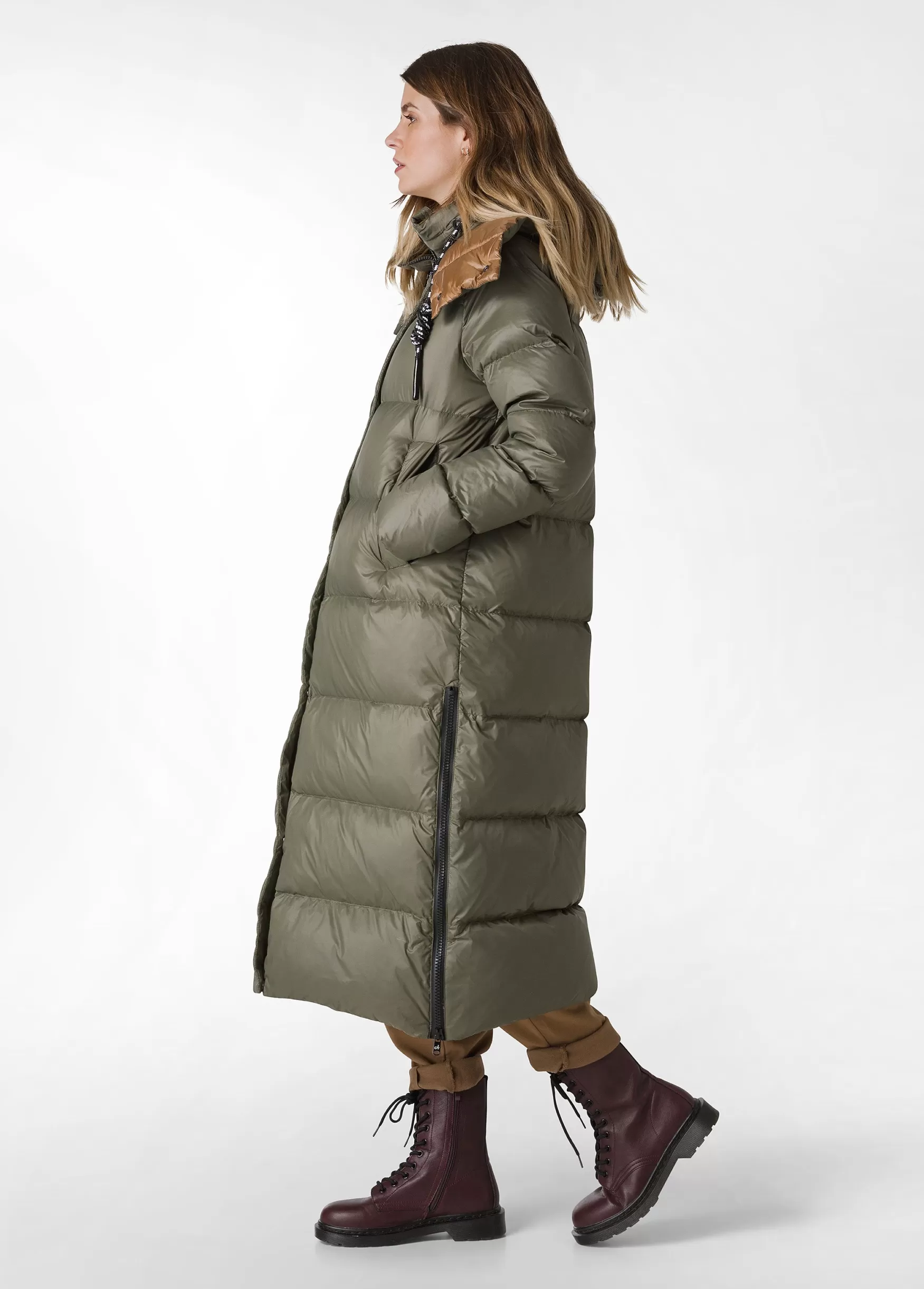 Online DEHA Long Down Jacket Green Olive Green