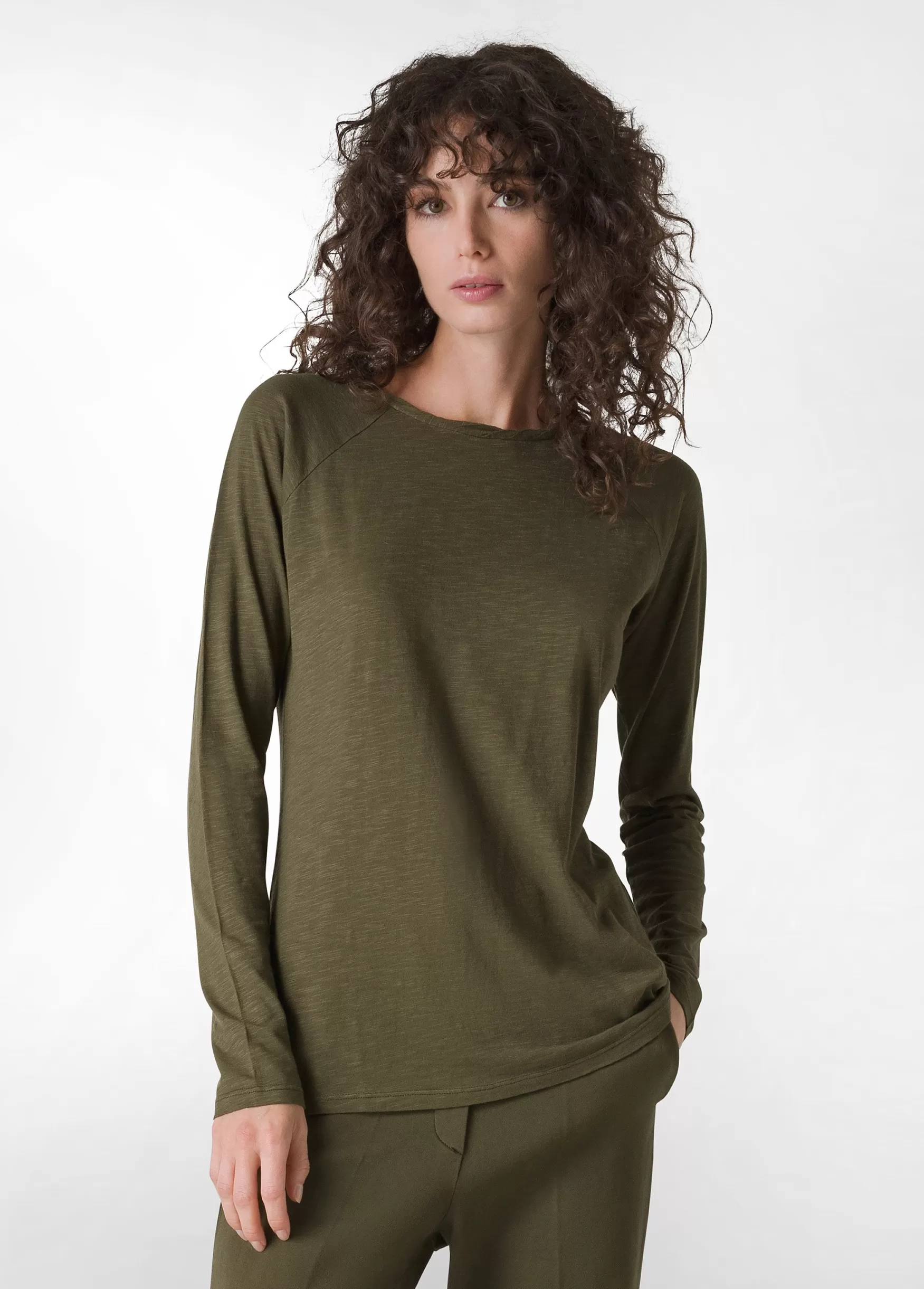 Flash Sale DEHA Long Sleeves T-Shirt Green Olive Green