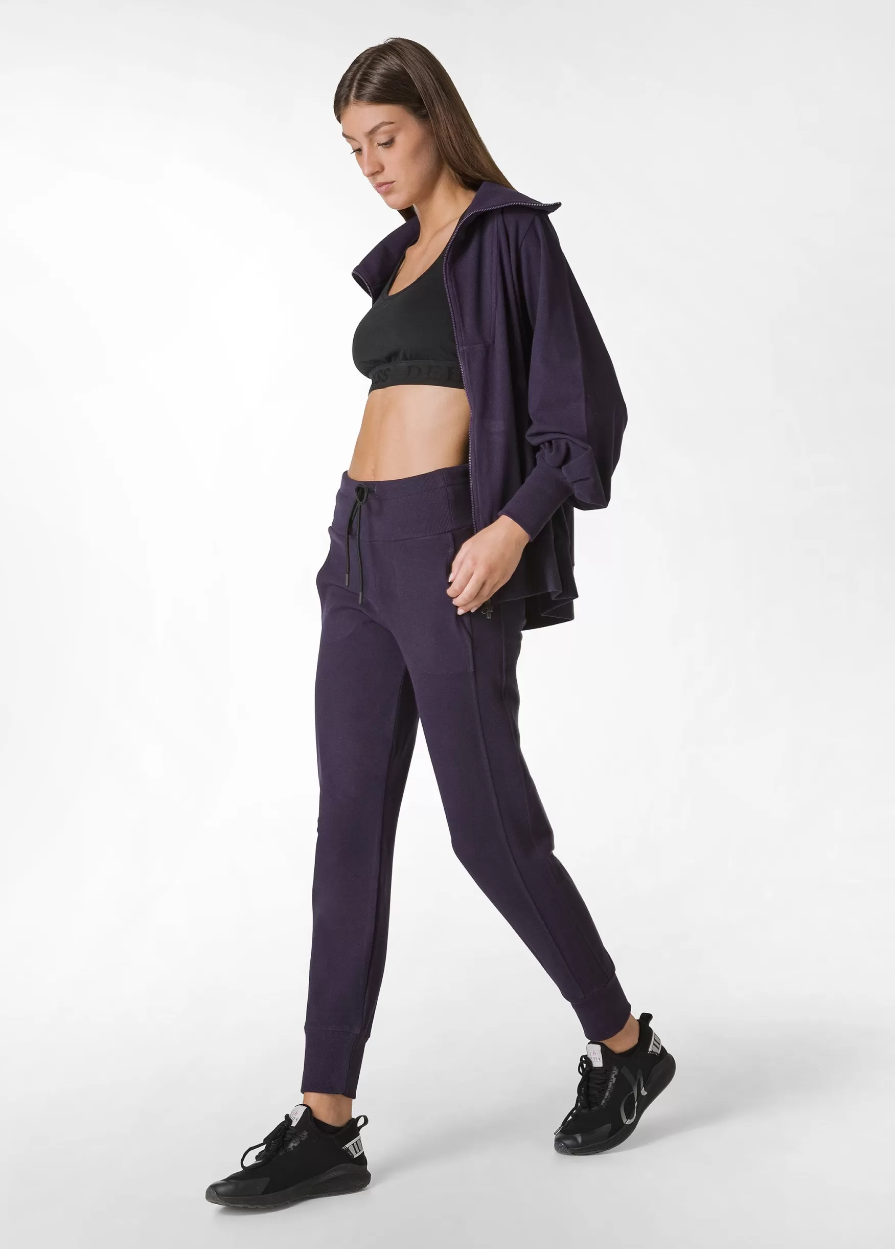 Hot DEHA Lounge Polar Fleece Jogger Purple Aubergine Violet