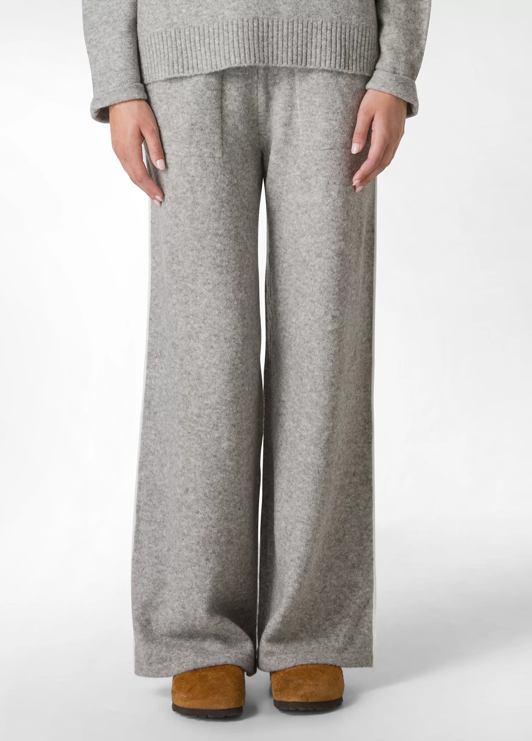 Store DEHA Lounge Wide Leg Knitted Pants Grey Grey Melange