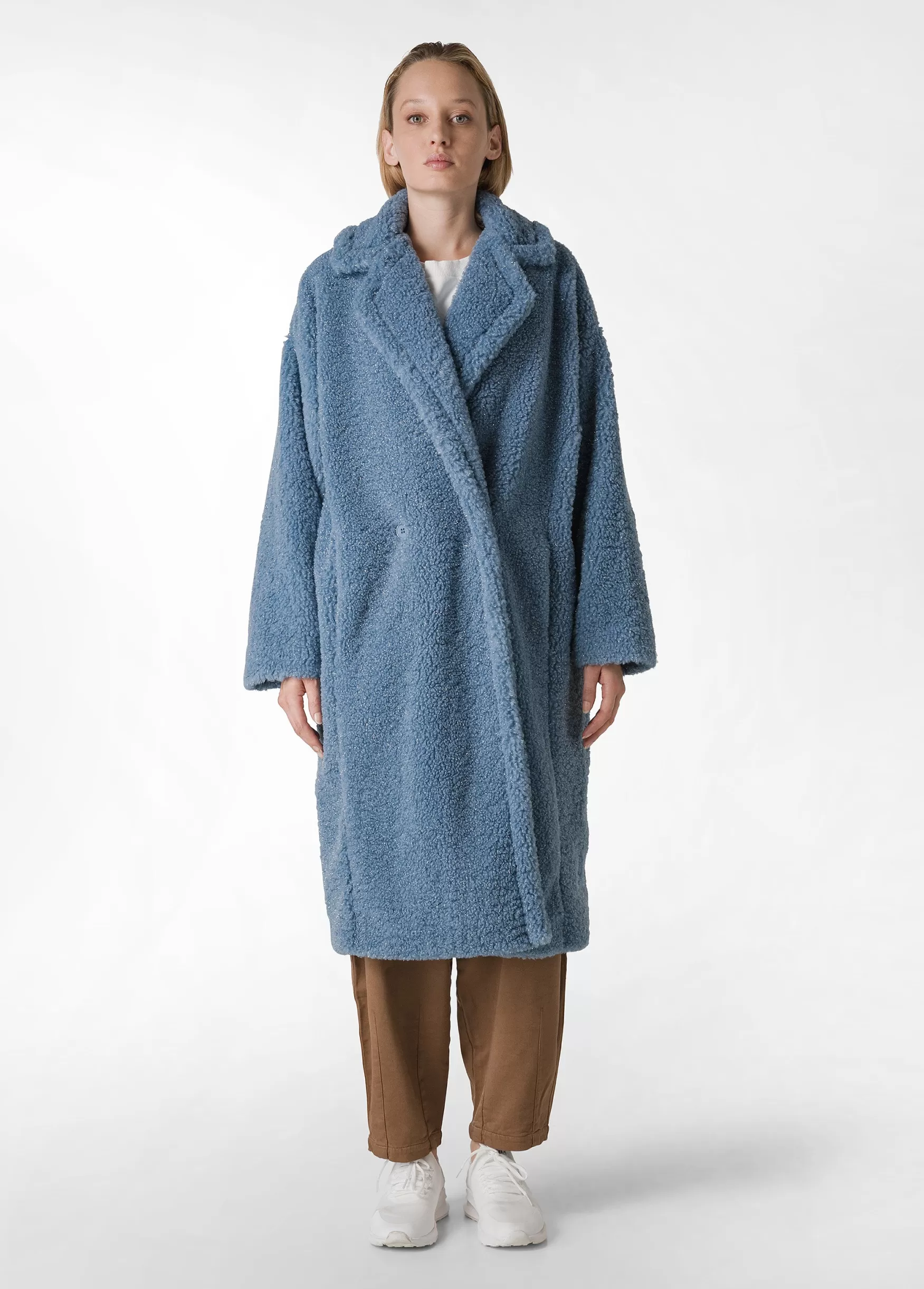 Outlet DEHA Lurex Teddy Coat Blue Midblue