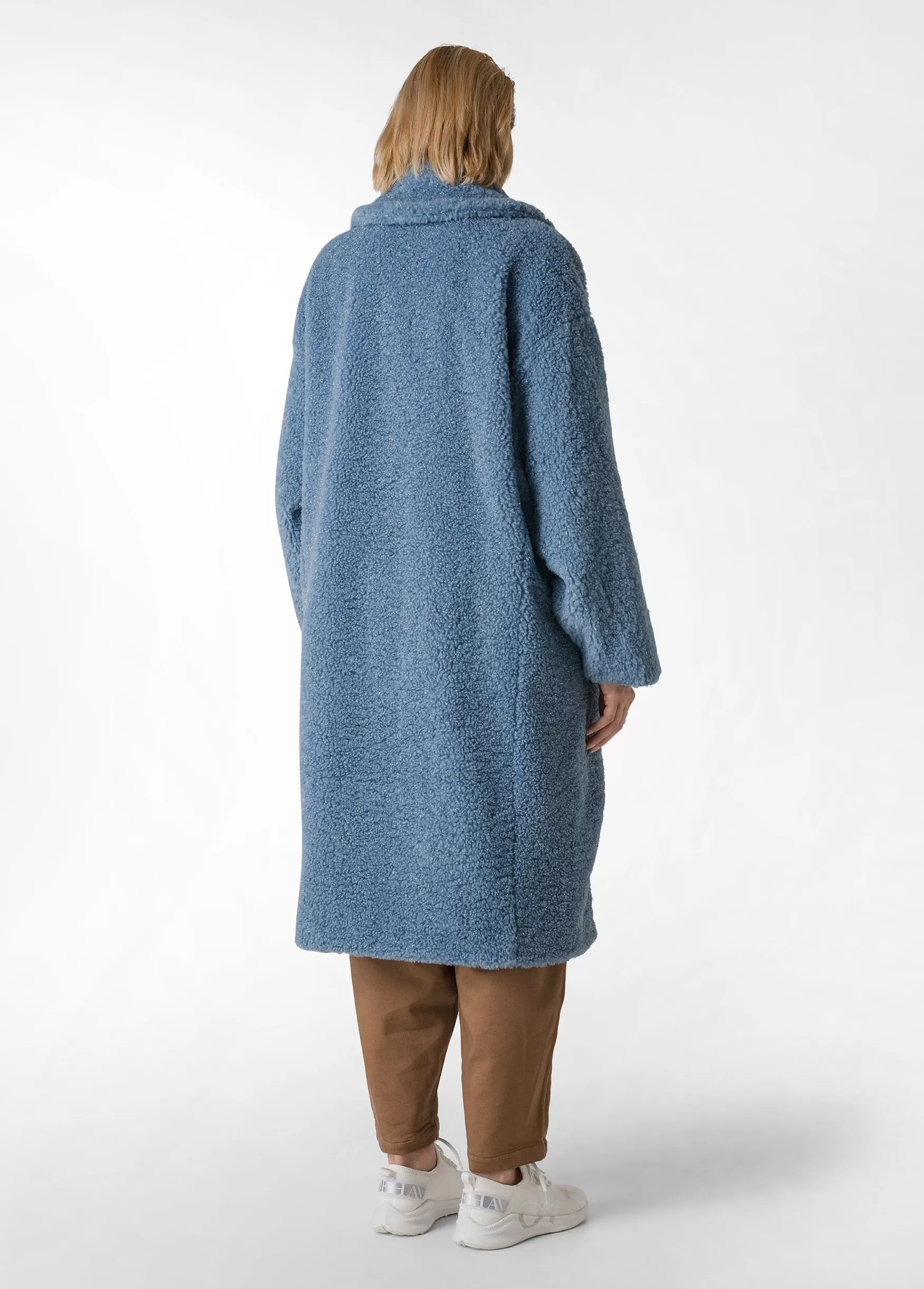 Outlet DEHA Lurex Teddy Coat Blue Midblue
