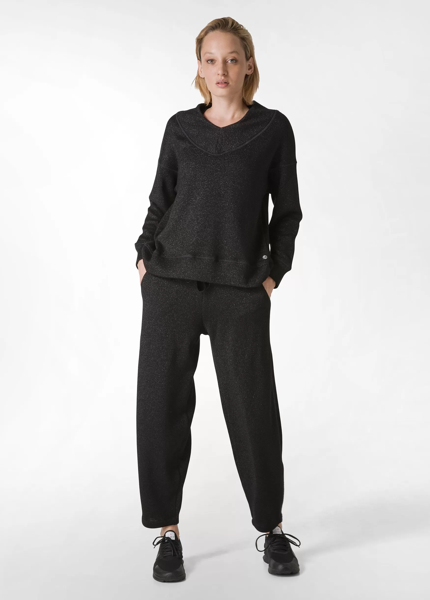 Clearance DEHA Lurex Wide-Leg Pants Black