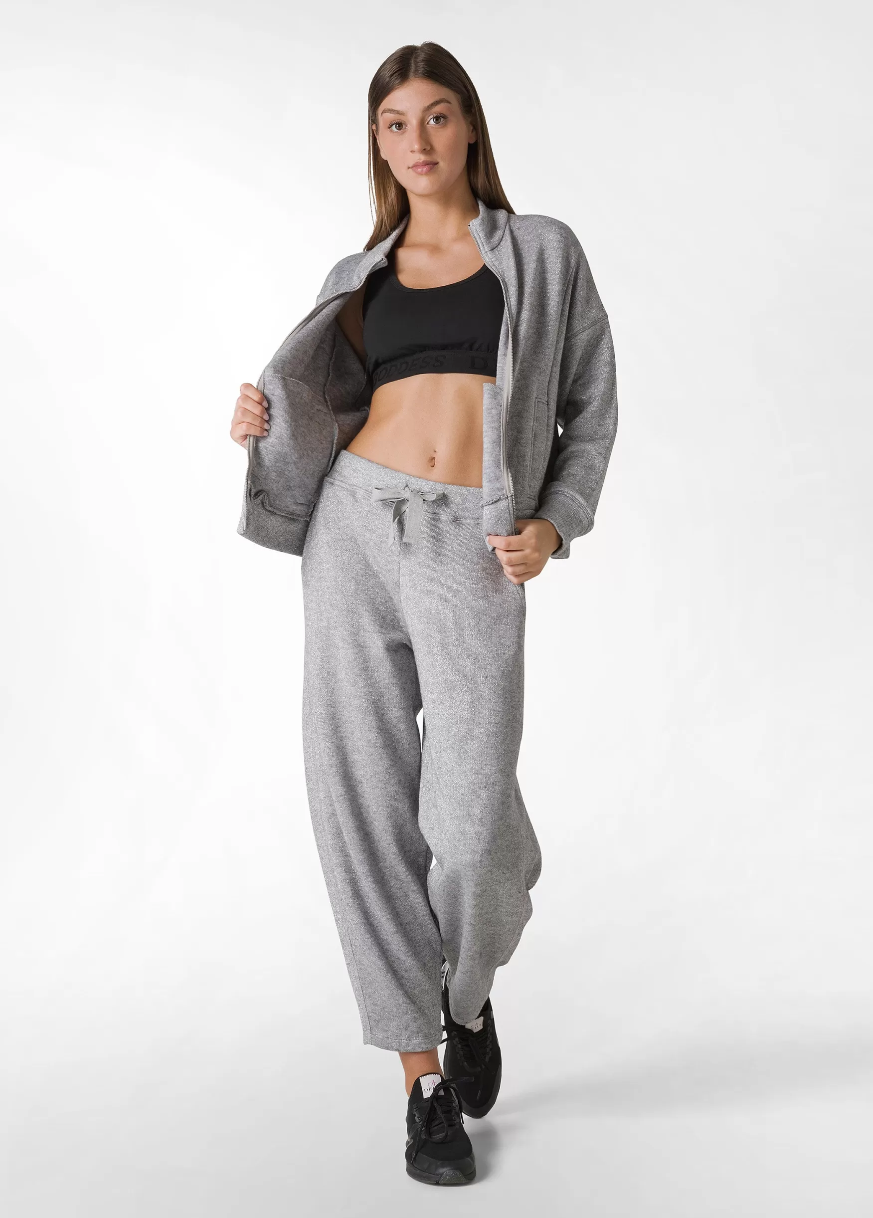 Sale DEHA Lurex Wide-Leg Pants Grey Grey Melange