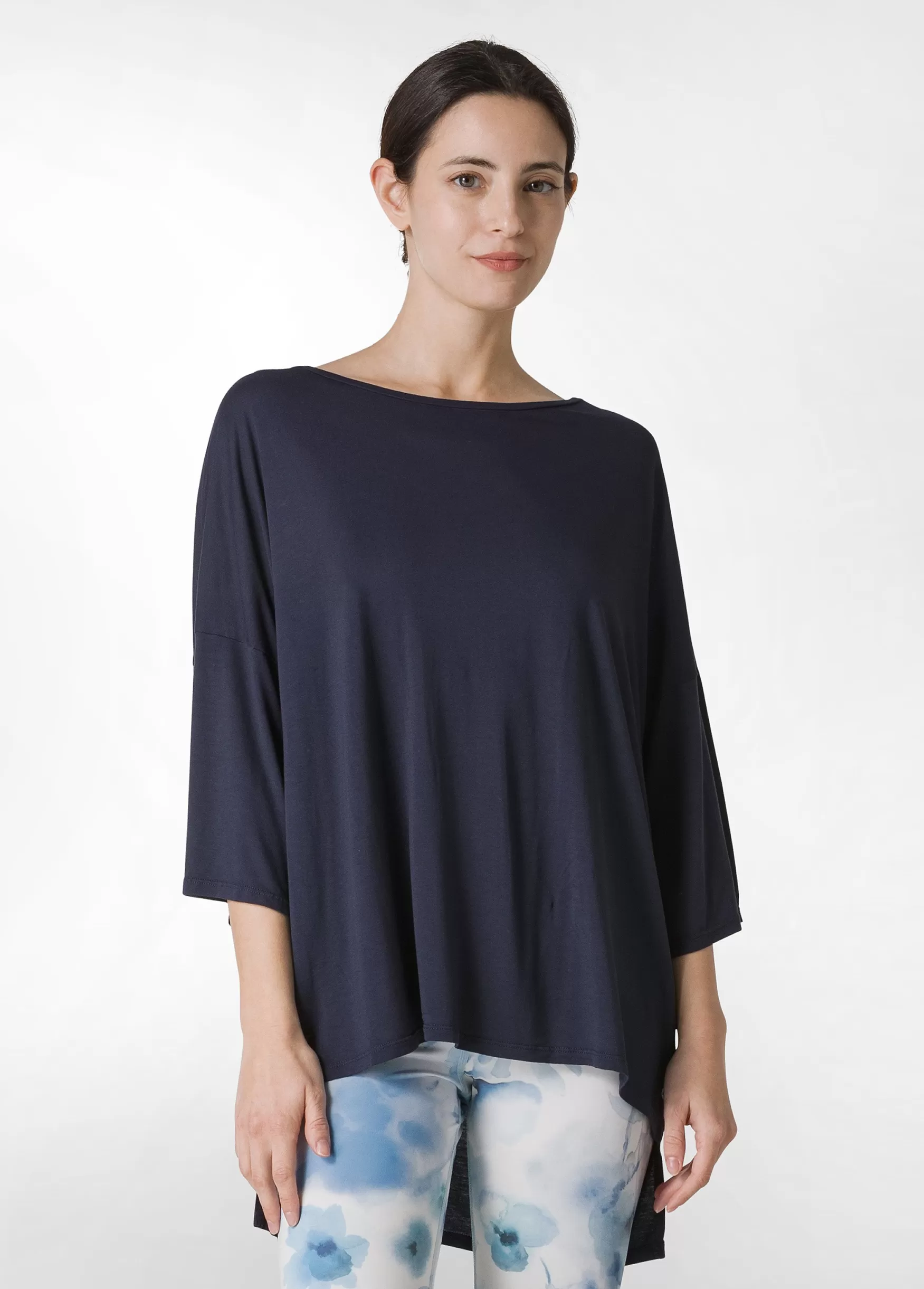New DEHA Oversize Viscose T-Shirt Blue Blue Night