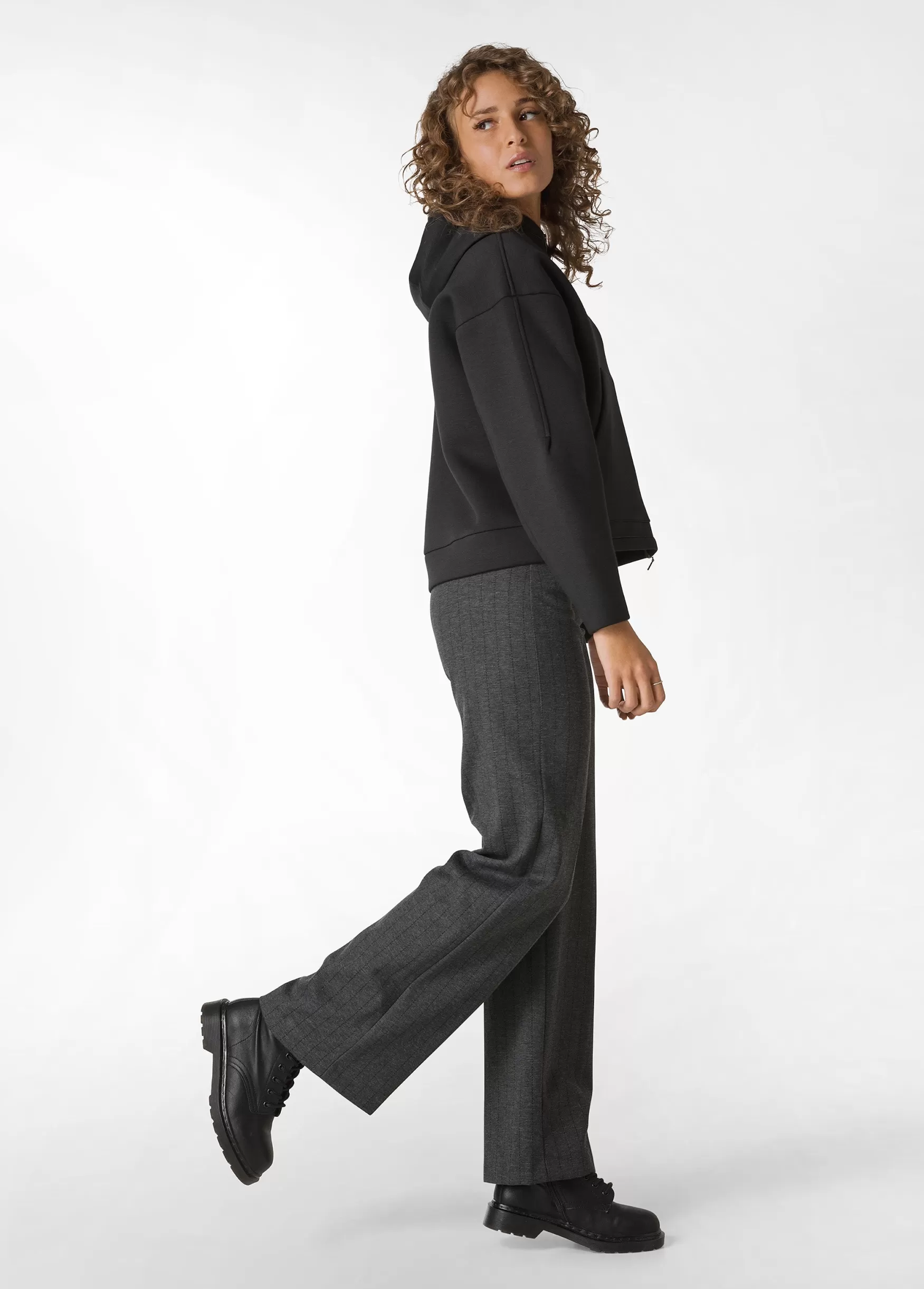 New DEHA Pinstriped Wide Leg Pants Grey Dark Grey Mel
