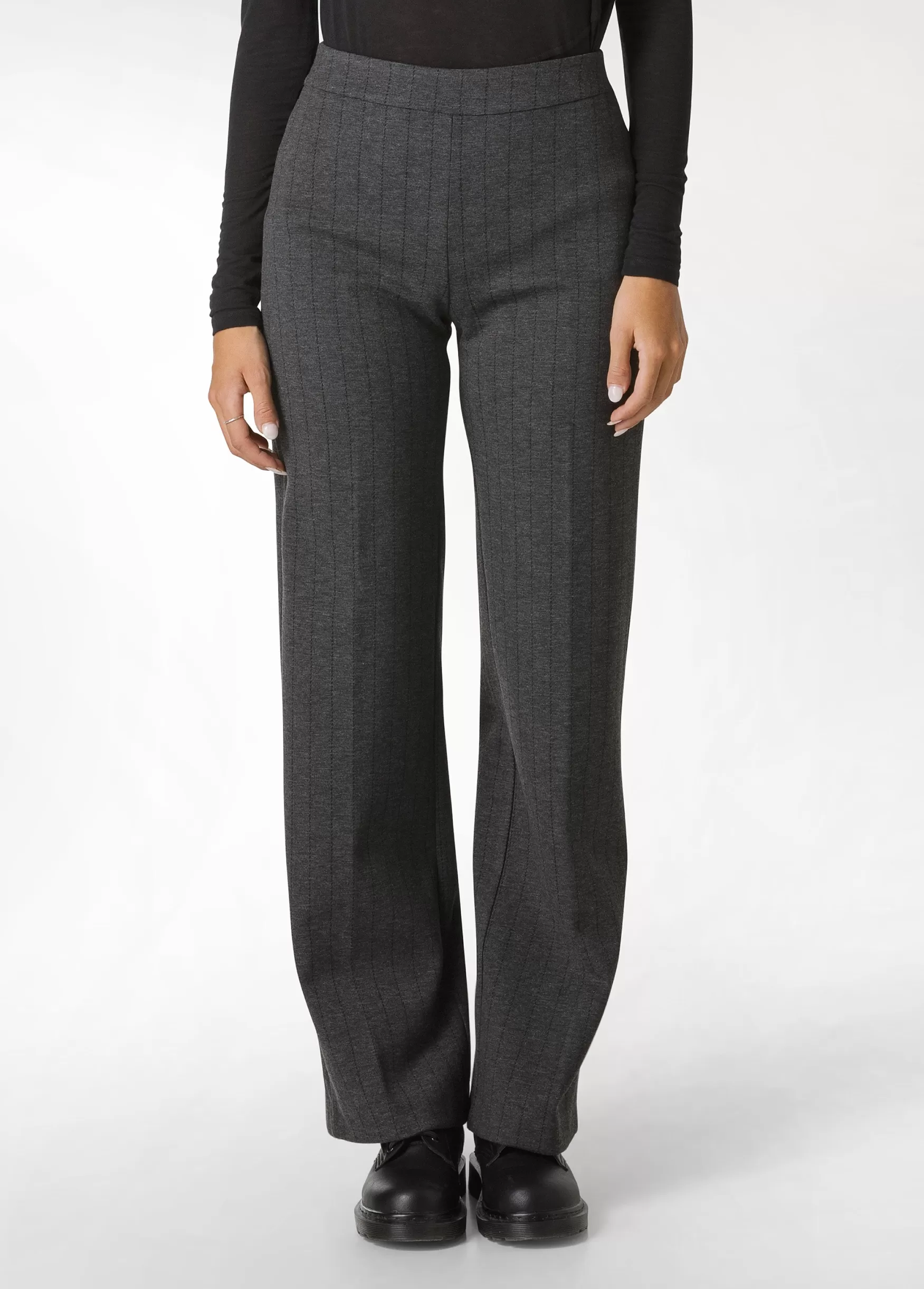 New DEHA Pinstriped Wide Leg Pants Grey Dark Grey Mel