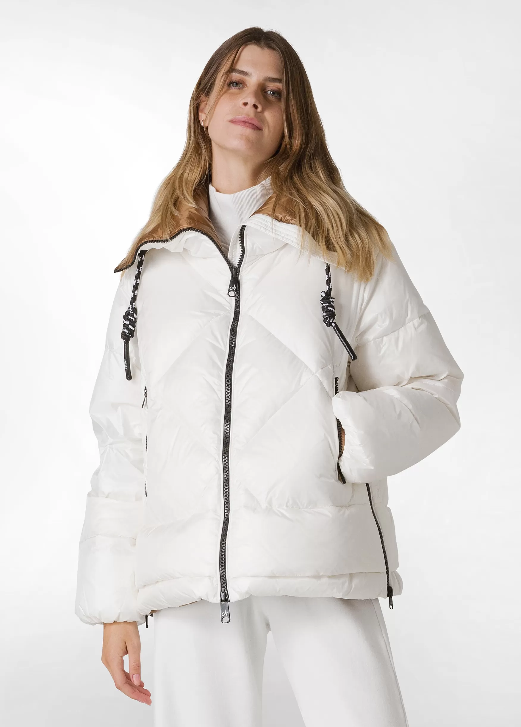 Shop DEHA Puffer Down Jacket White Milk White