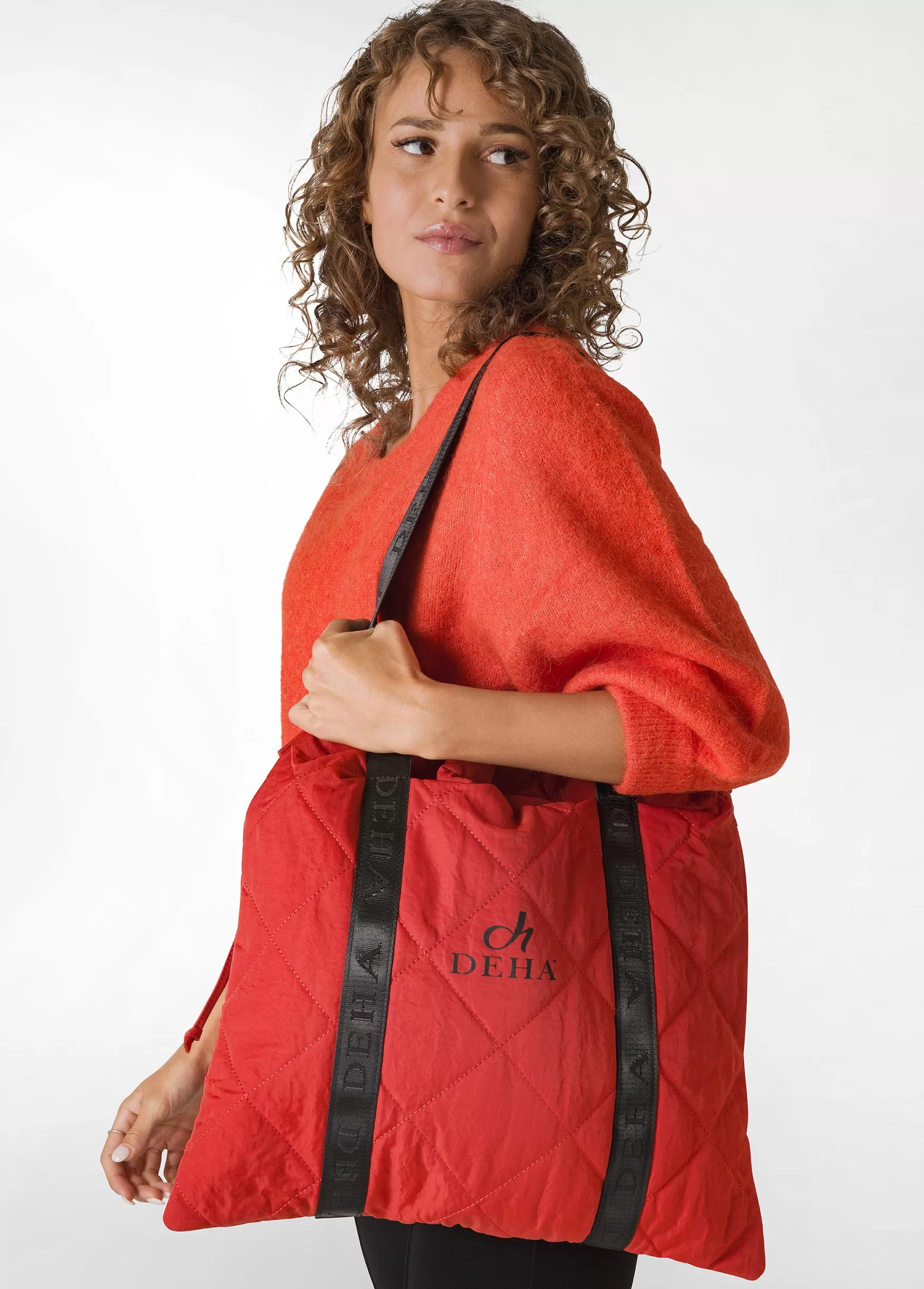 Fashion DEHA Quilted Shopping Bag Orange Arancio