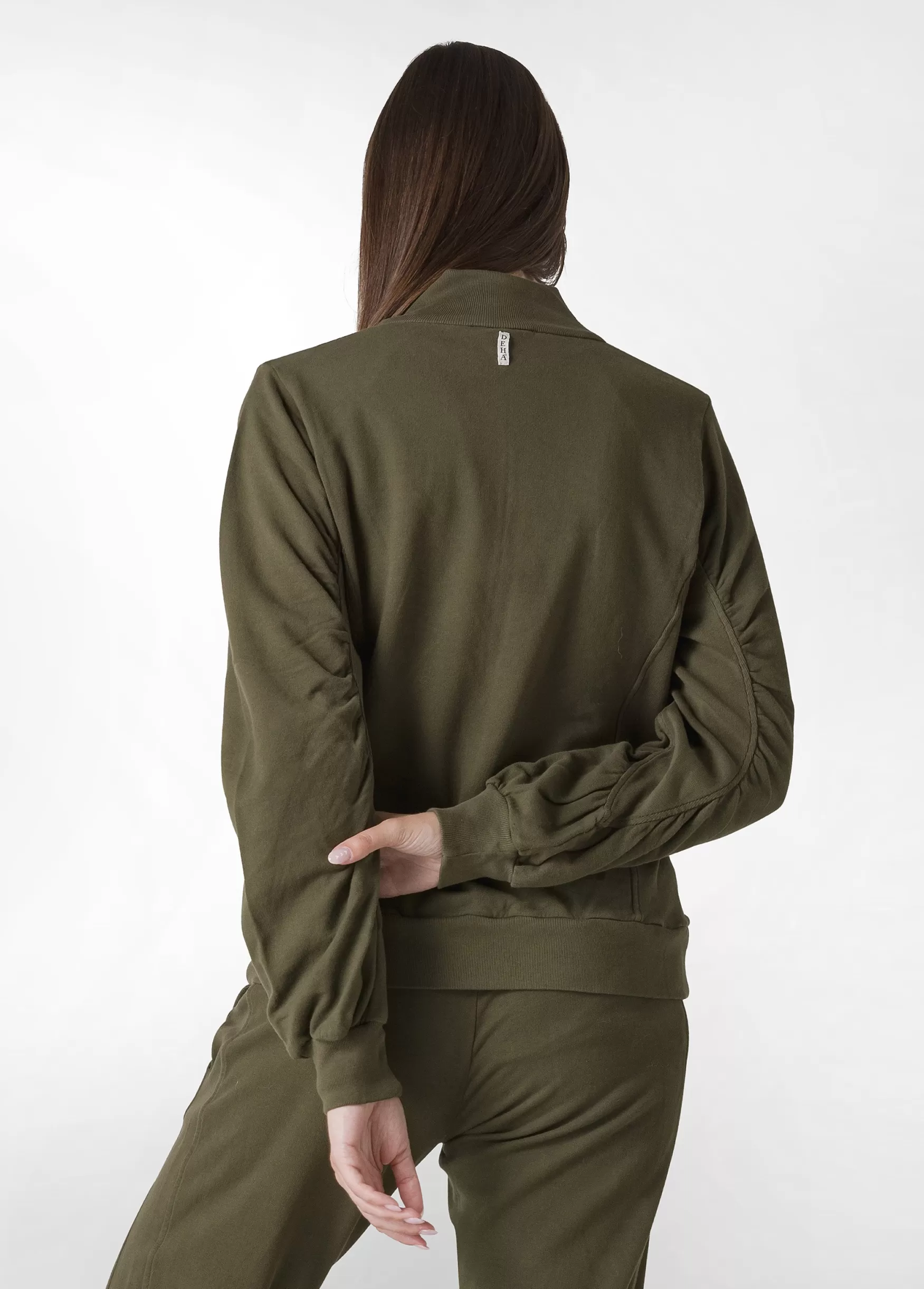Flash Sale DEHA Ribbed Trims Full Zip Sweatshirt Green Olive Green