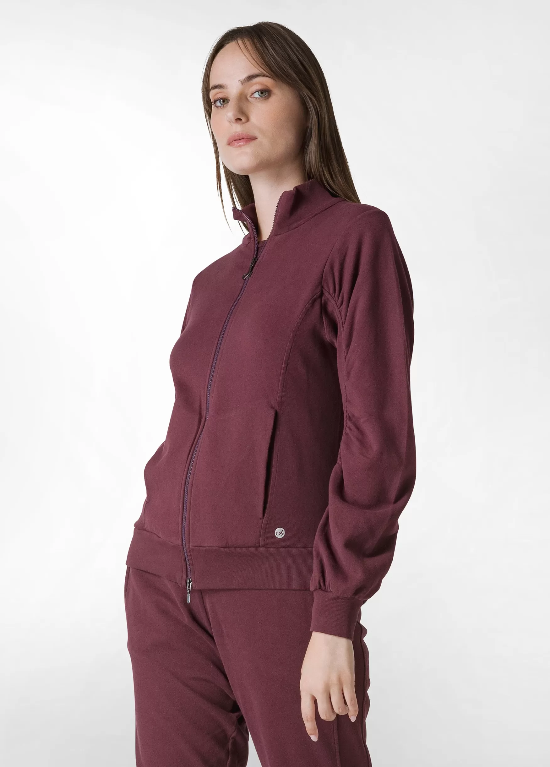 Best DEHA Ribbed Trims Full Zip Sweatshirt Red Tibetan Red