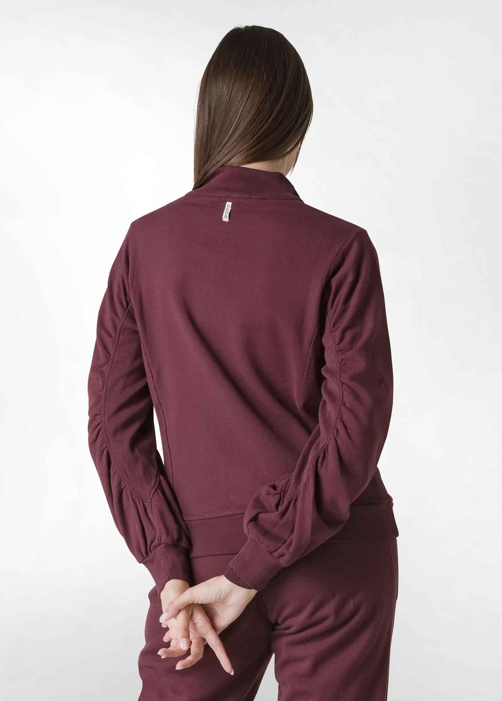 Best DEHA Ribbed Trims Full Zip Sweatshirt Red Tibetan Red