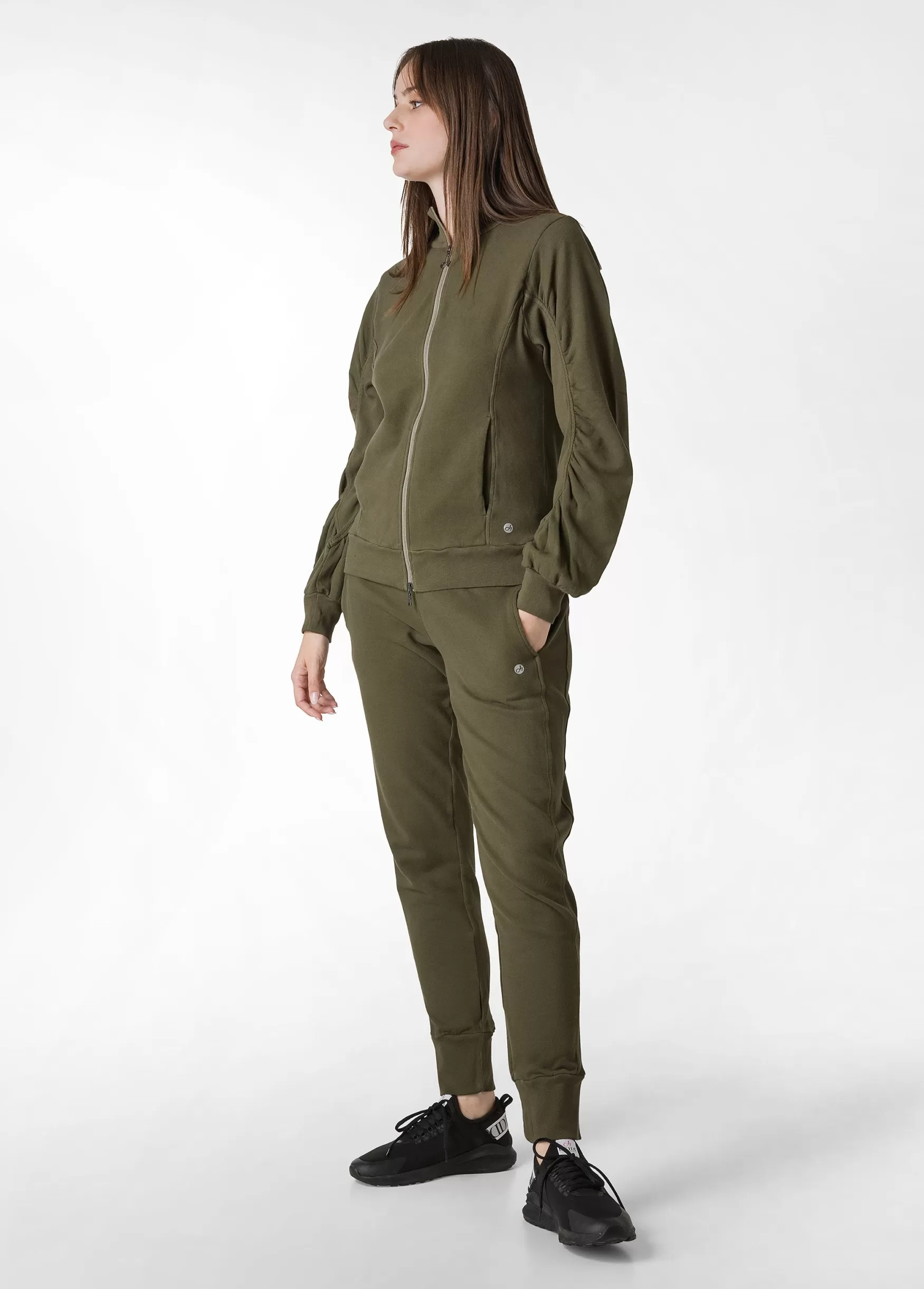 Store DEHA Ribbed Trims Sweatpants Green Olive Green