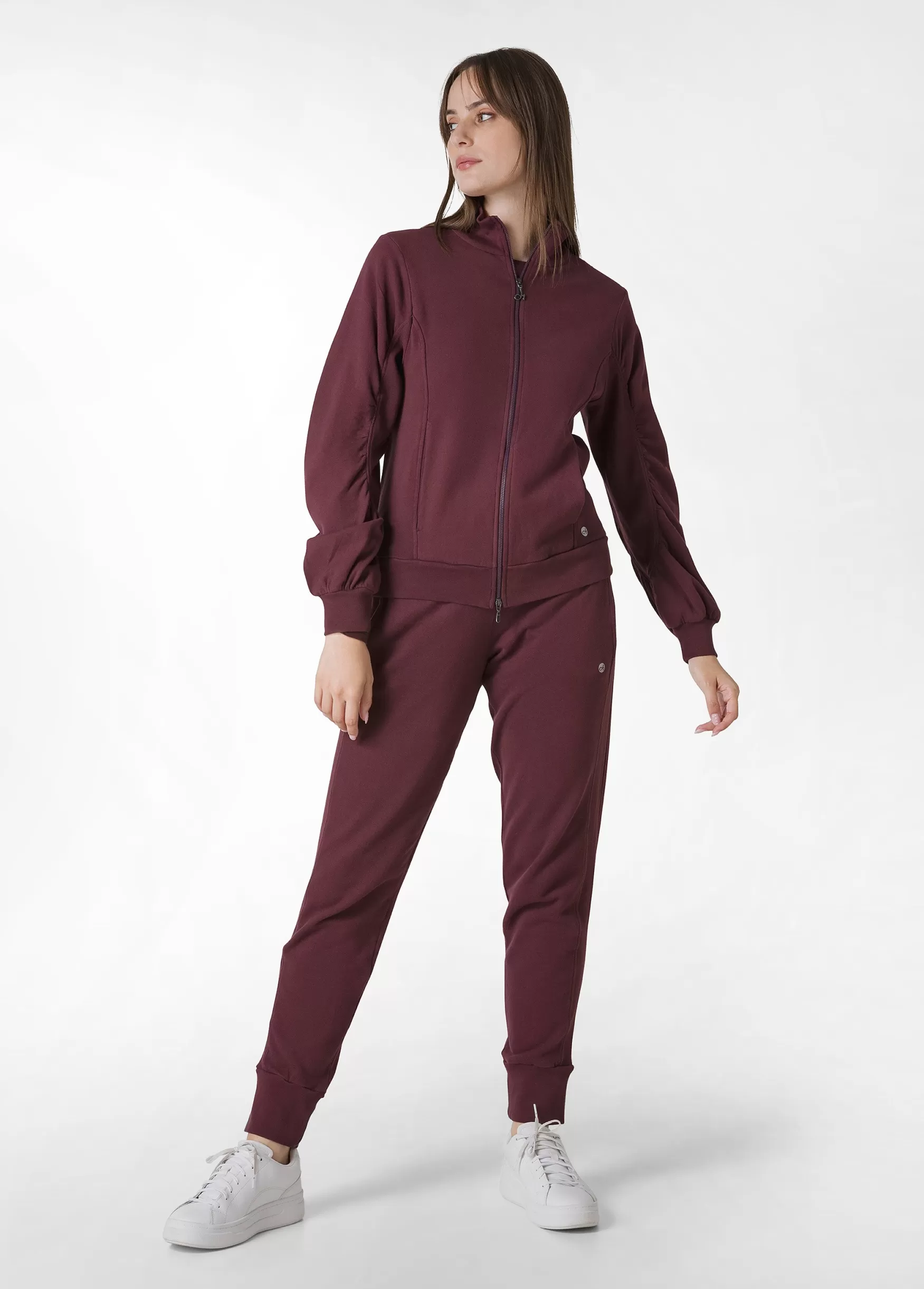New DEHA Ribbed Trims Sweatpants Red Tibetan Red