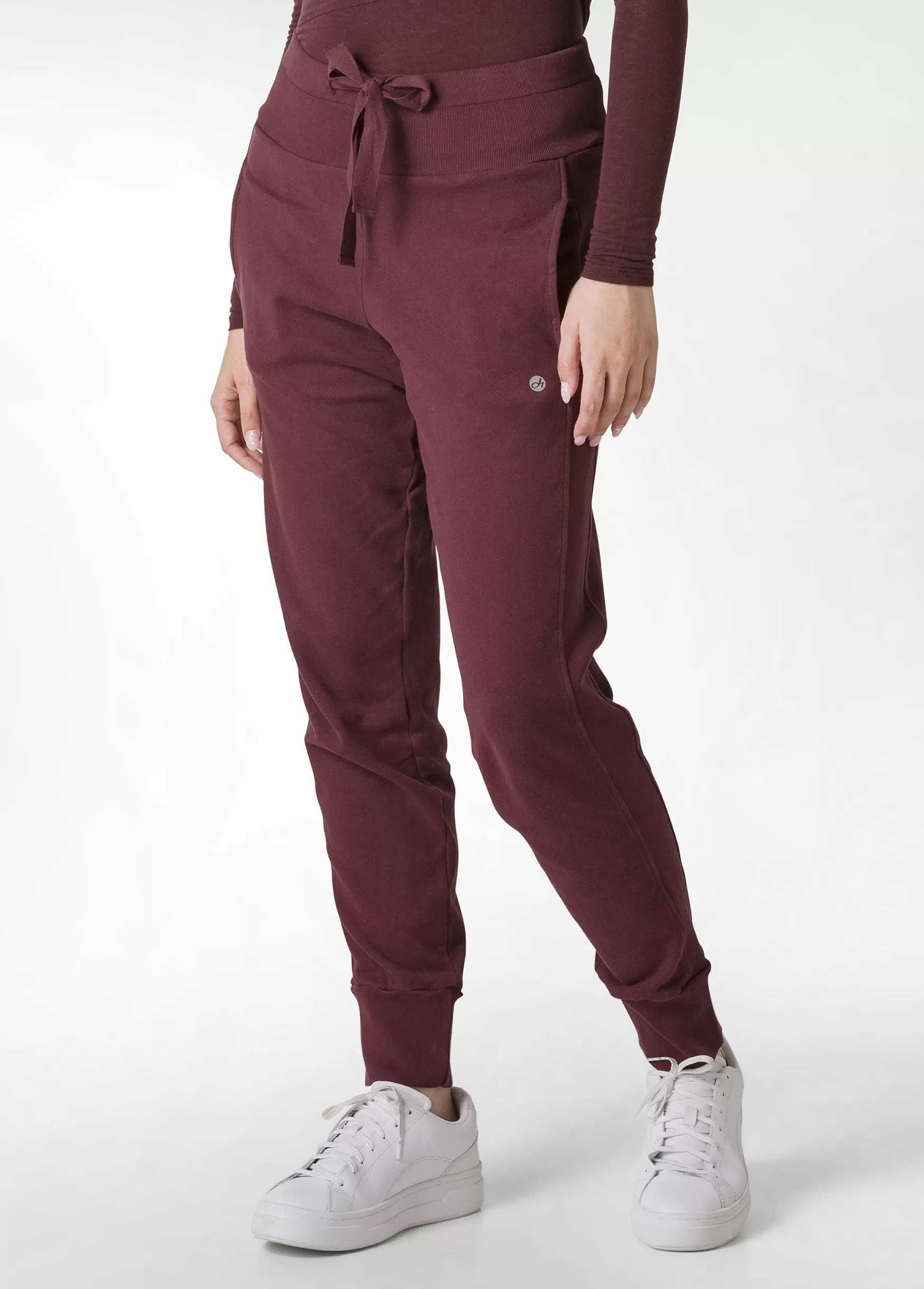 New DEHA Ribbed Trims Sweatpants Red Tibetan Red