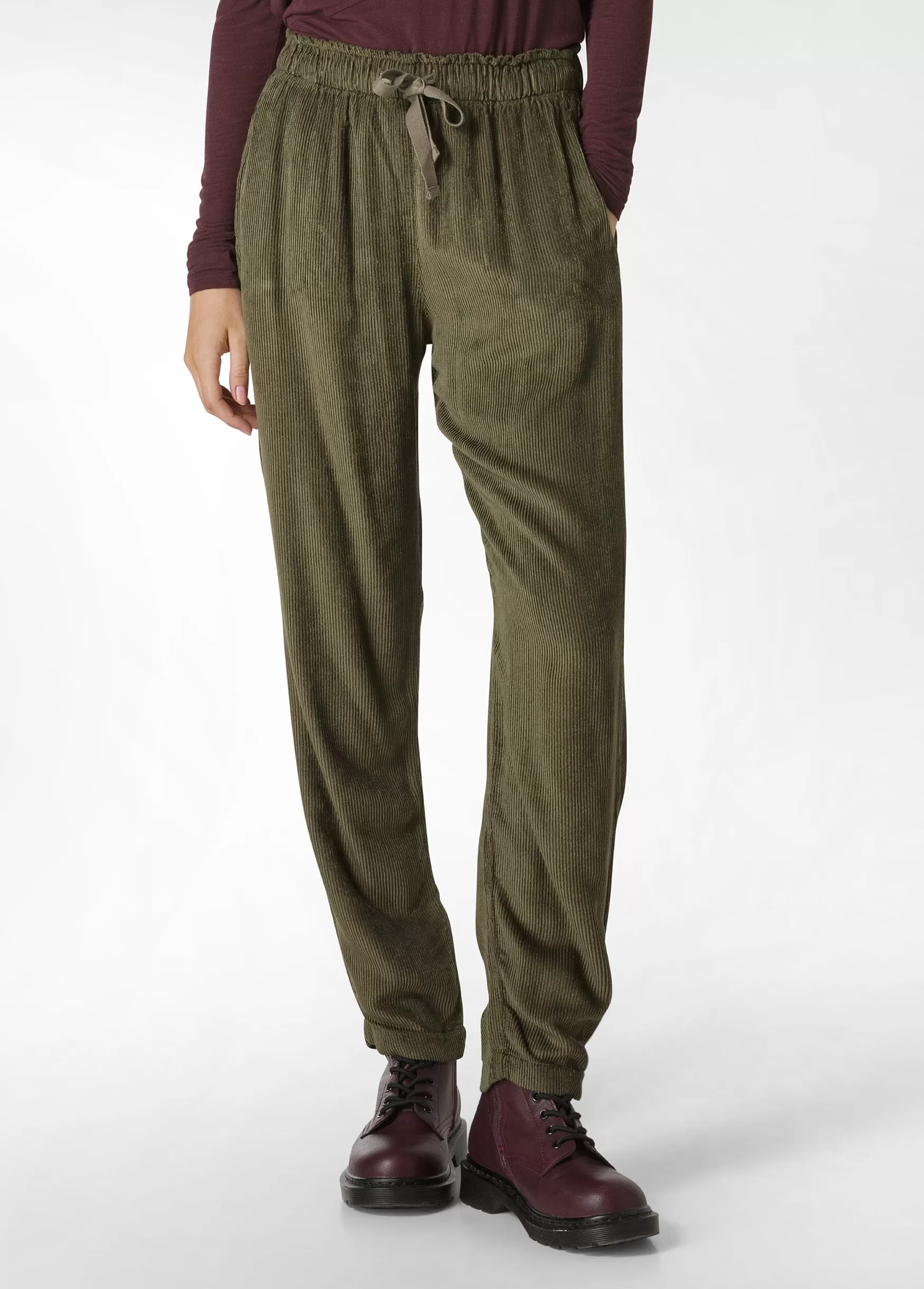 Fashion DEHA Soft Velvety Corduroy Pants Green Olive Green