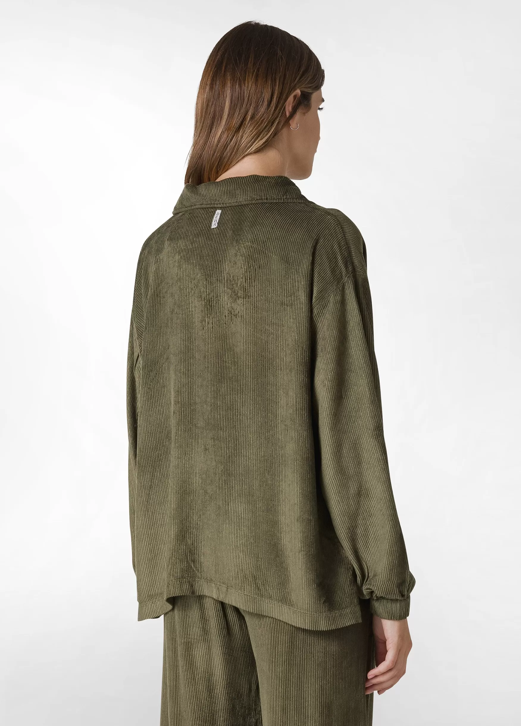 Discount DEHA Soft Velvety Corduroy Shirt Green Olive Green