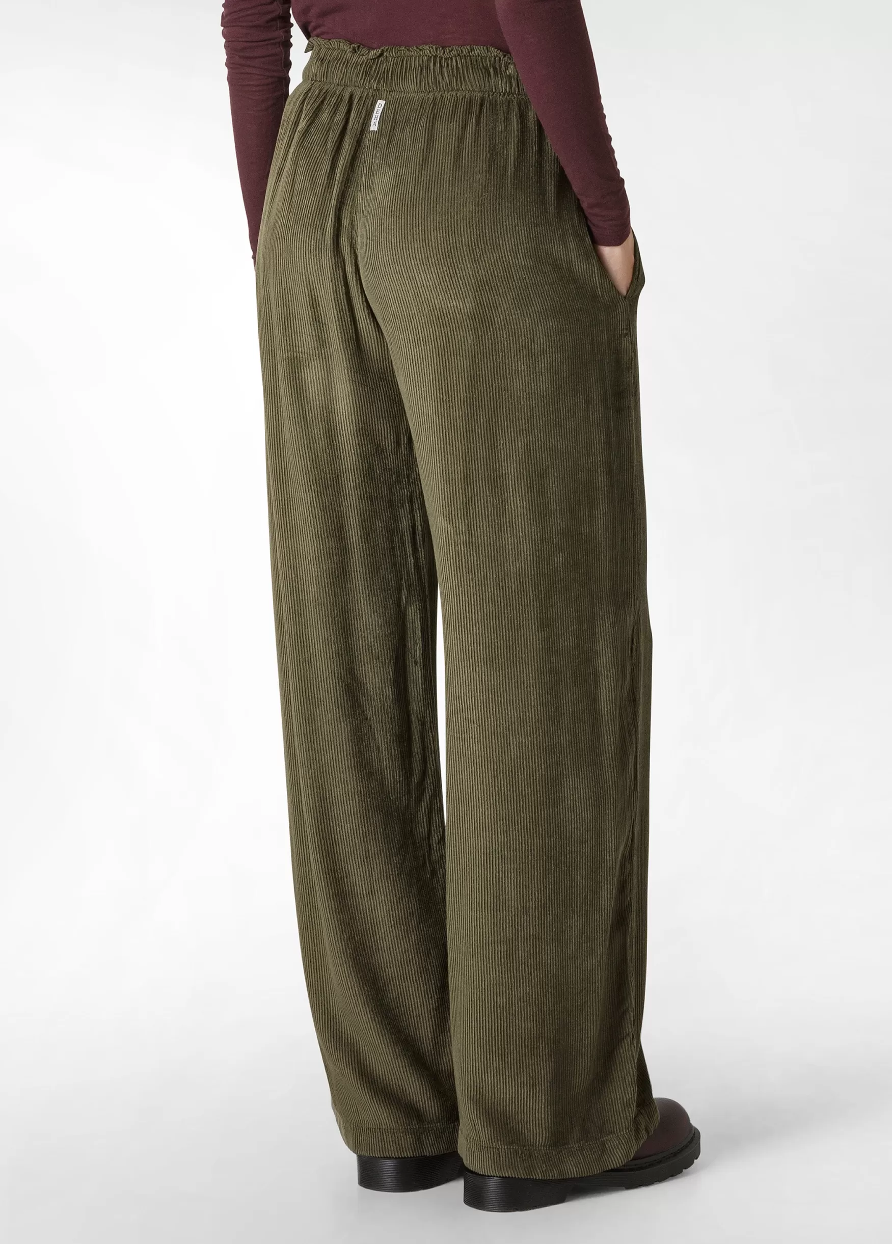 Cheap DEHA Soft Velvety Corduroy Wide Leg Pants Green Olive Green