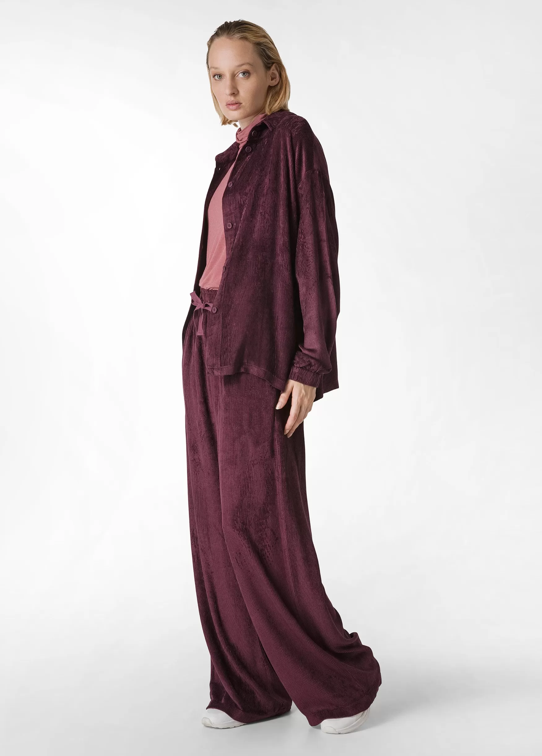Shop DEHA Soft Velvety Corduroy Wide Leg Pants Red Tibetan Red