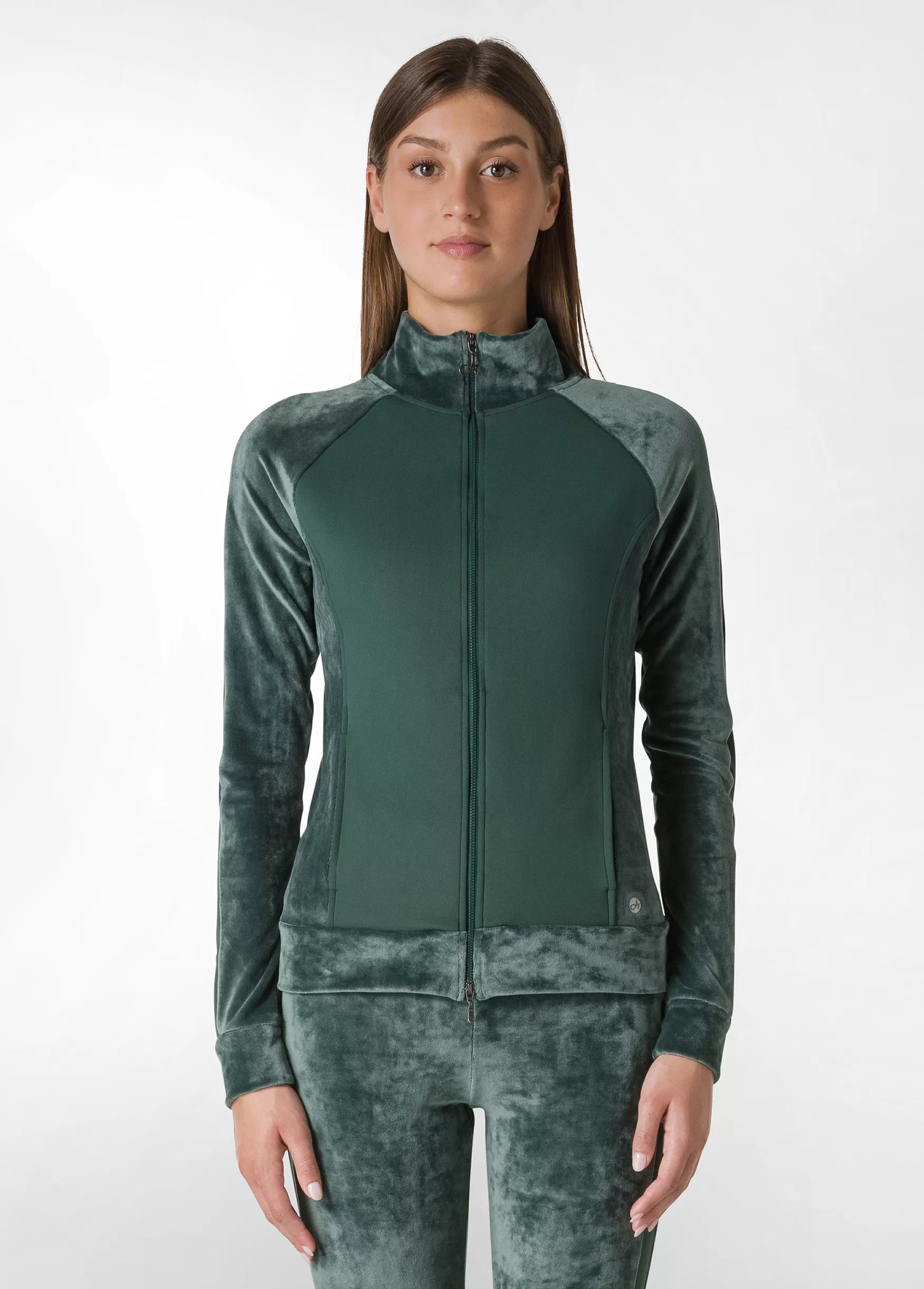 Best Sale DEHA Stretch Velvet Full Zip Sweatshirt Green Forest Green