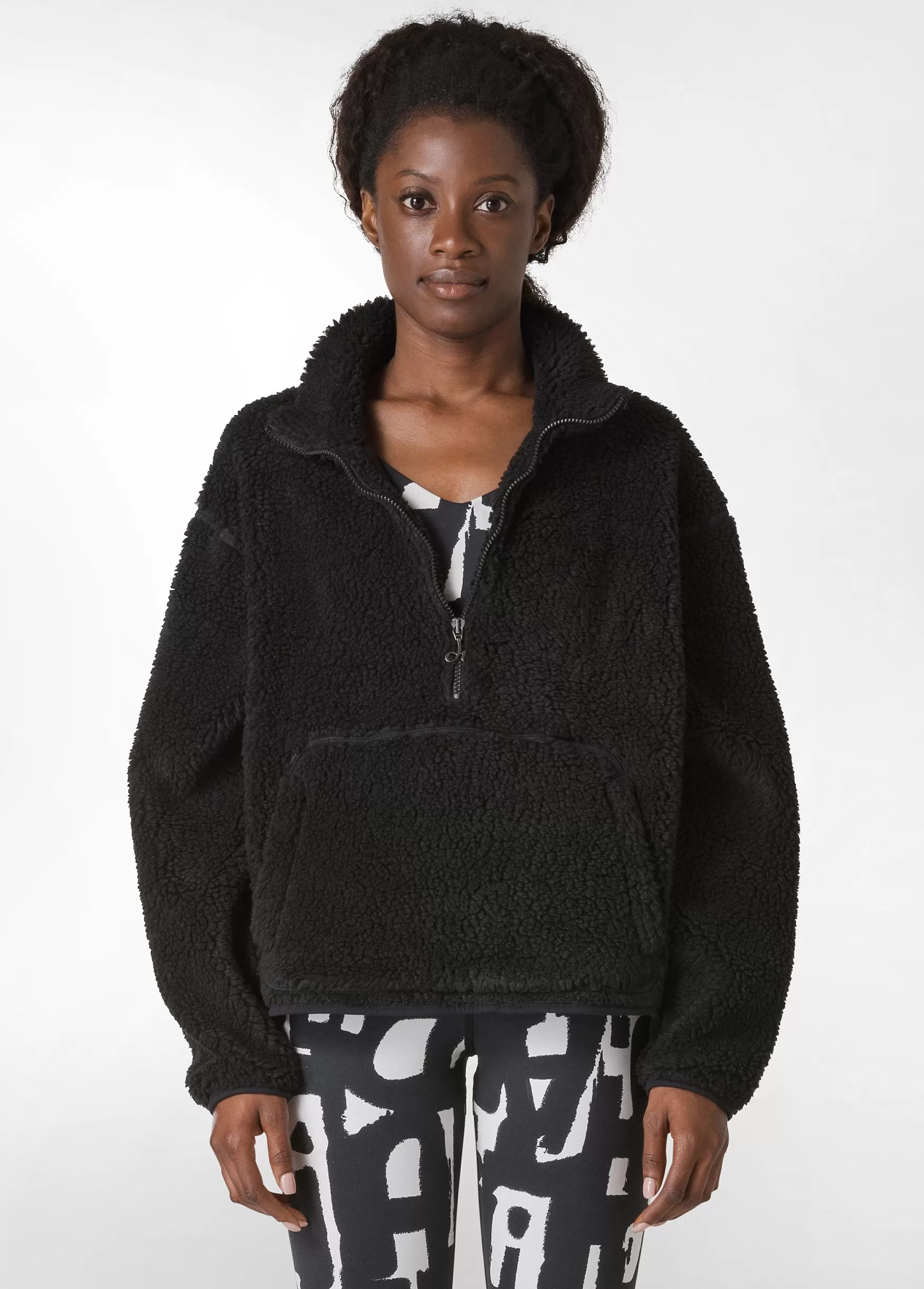 Cheap DEHA Teddy Half Zip Sweatshirt Black