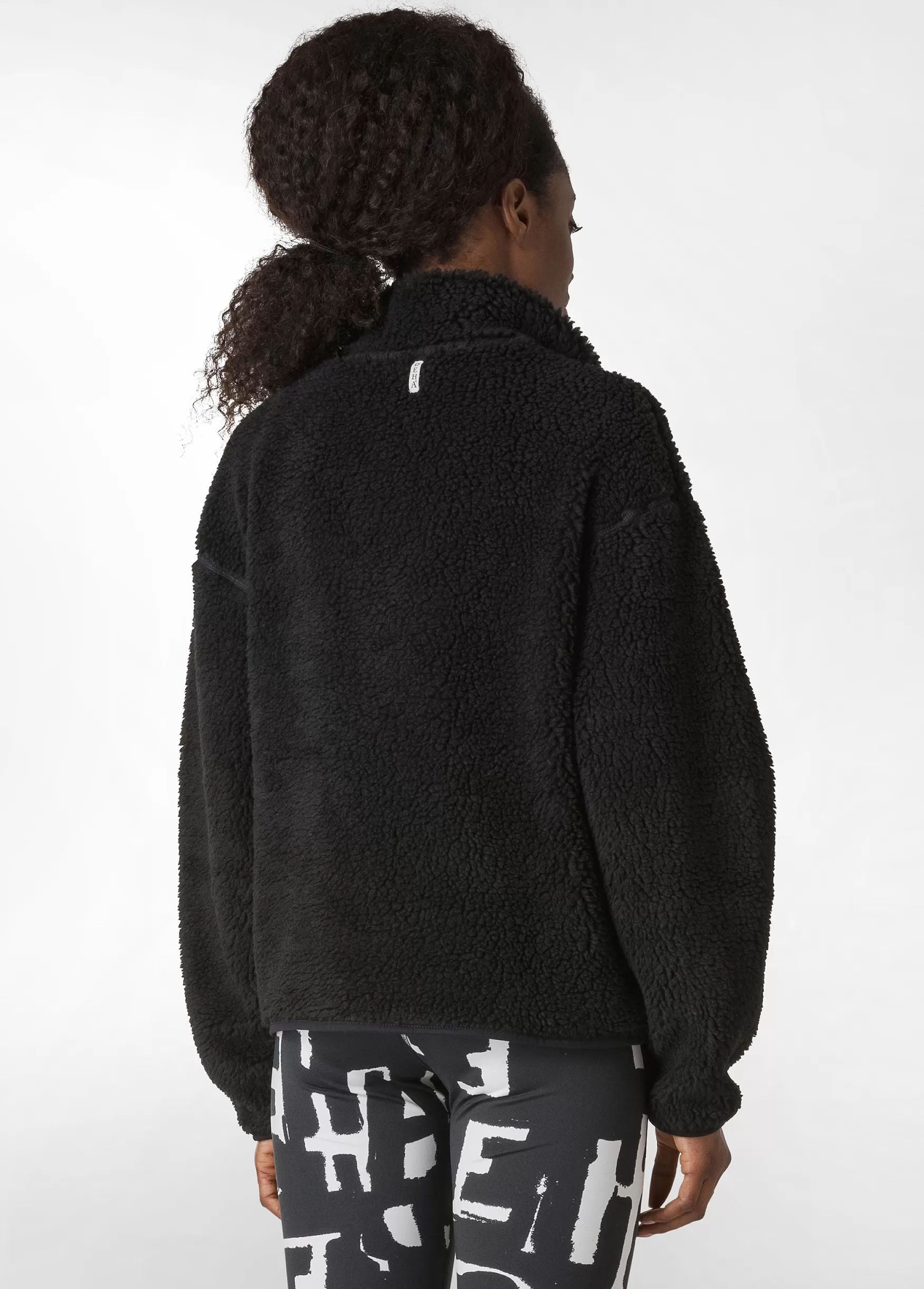 Cheap DEHA Teddy Half Zip Sweatshirt Black
