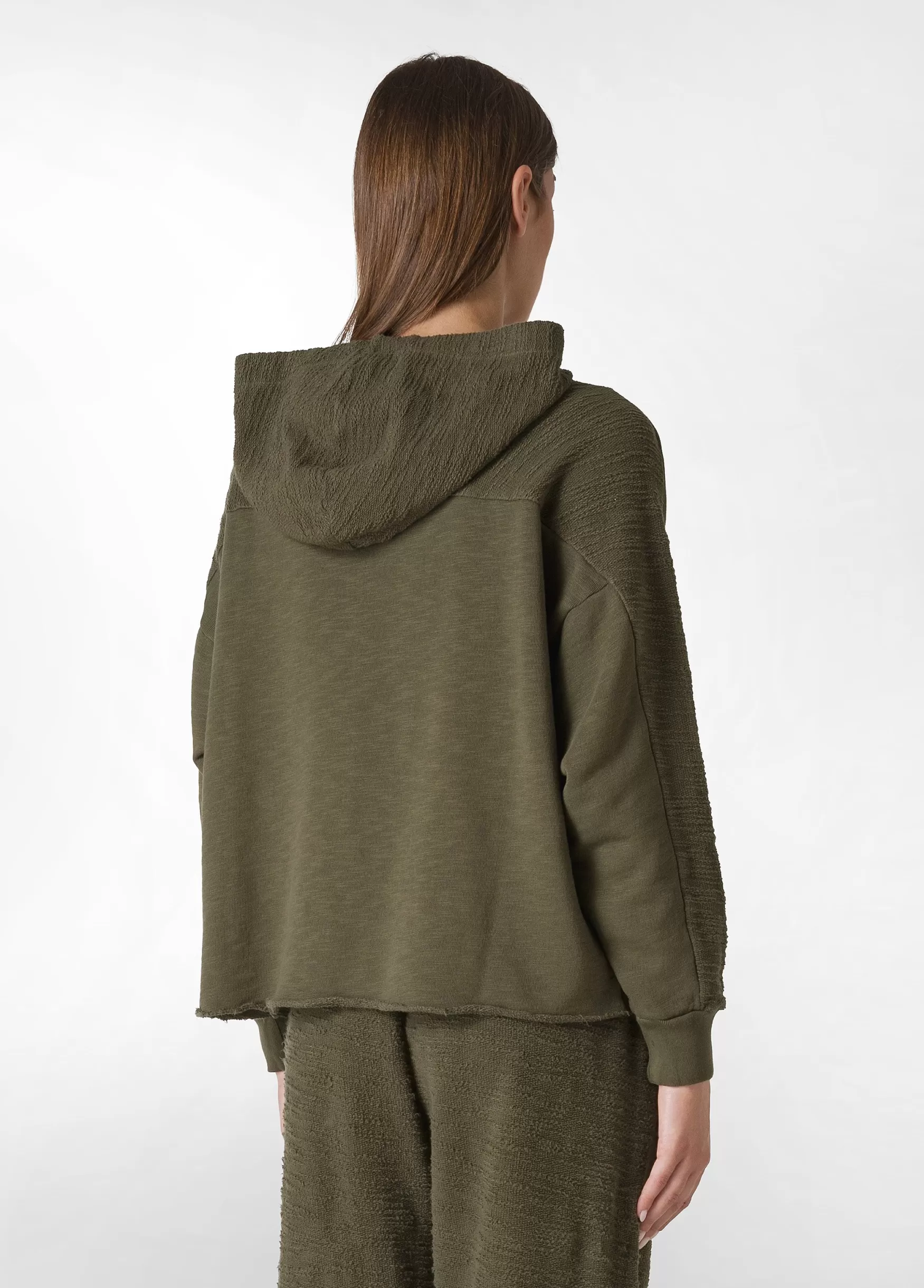 Cheap DEHA Textured Crop Hoodie Green Olive Green