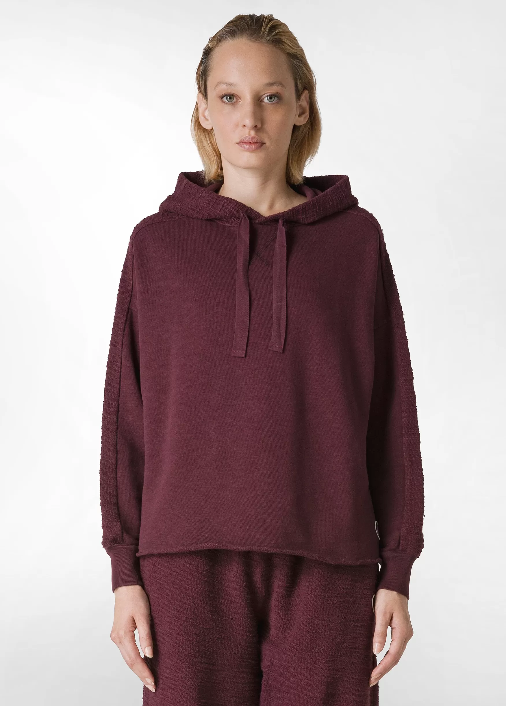 Clearance DEHA Textured Crop Hoodie Red Tibetan Red