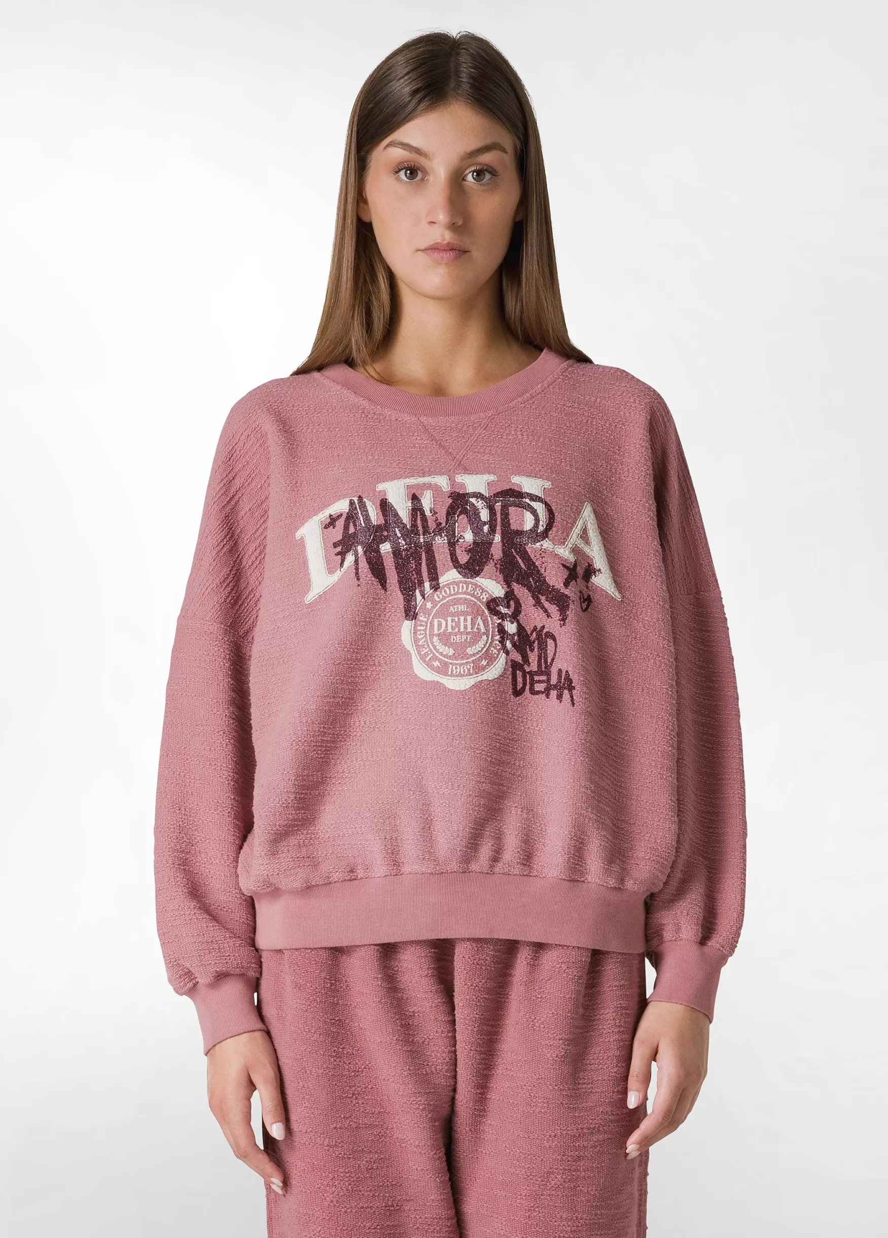 Best Sale DEHA Textured Graphic Sweatshirt Pink Deco' Rose
