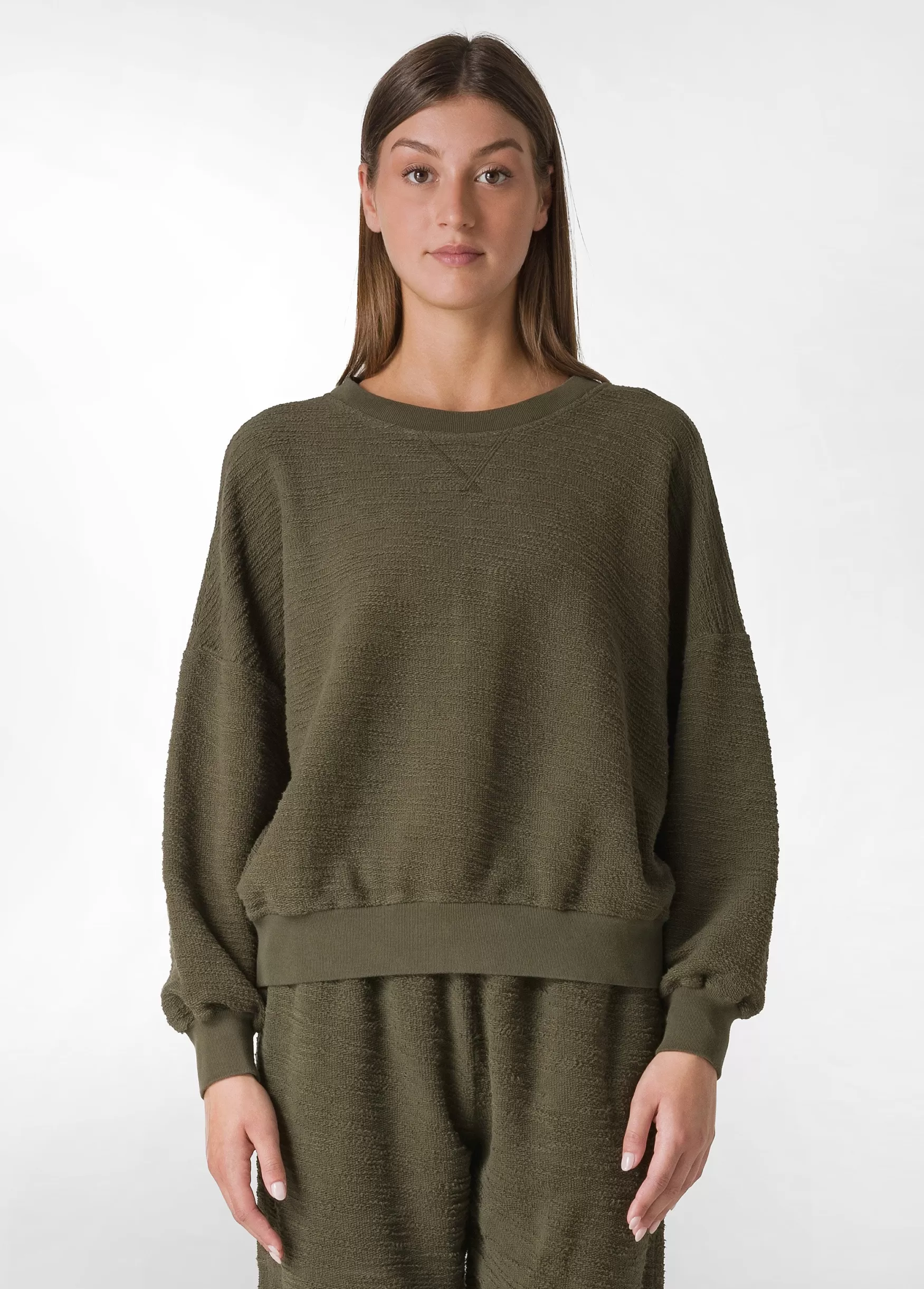 Best DEHA Textured Sweatshirt Green Olive Green
