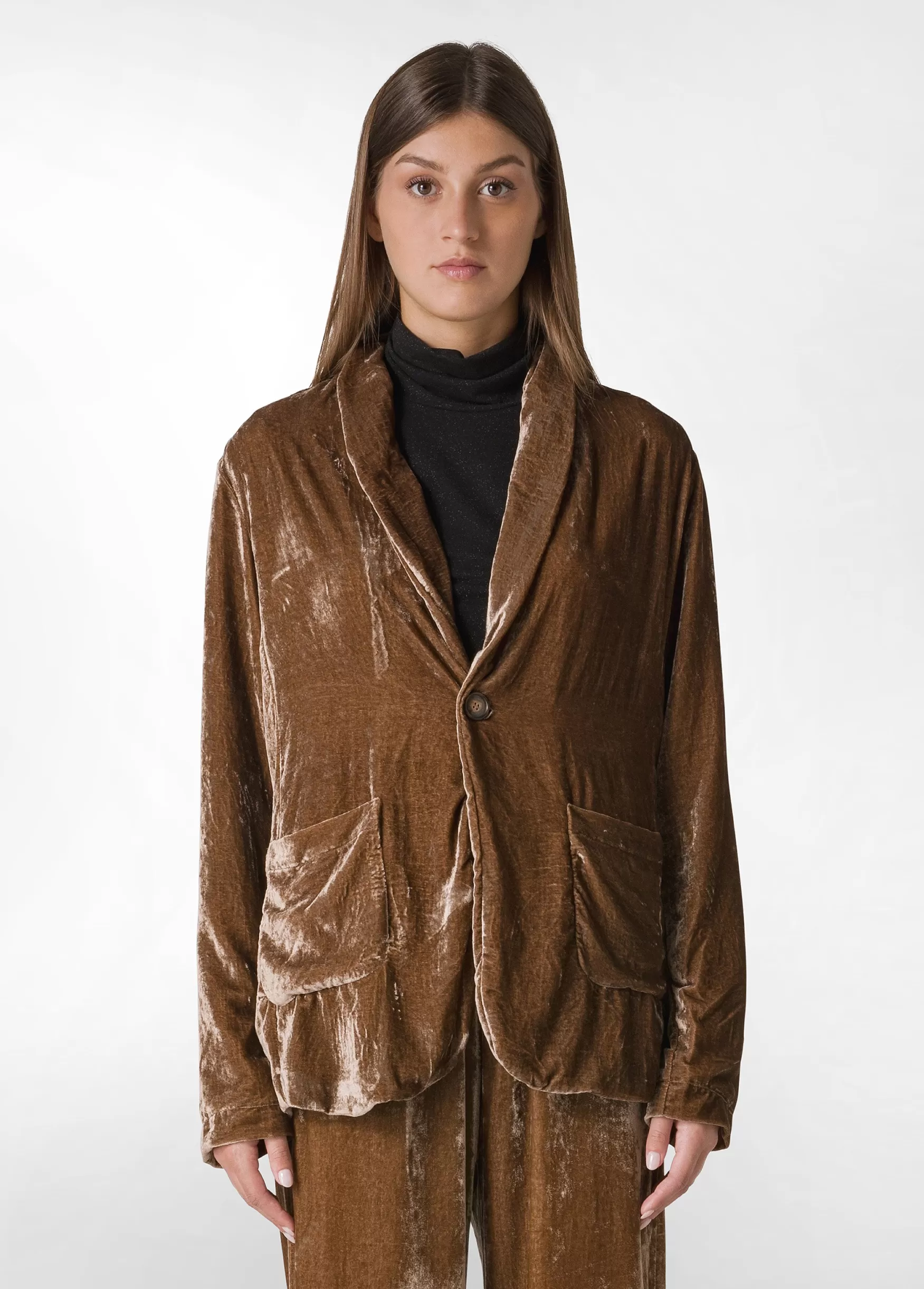 Fashion DEHA Velvet Blazer Brown Biscuit Brown