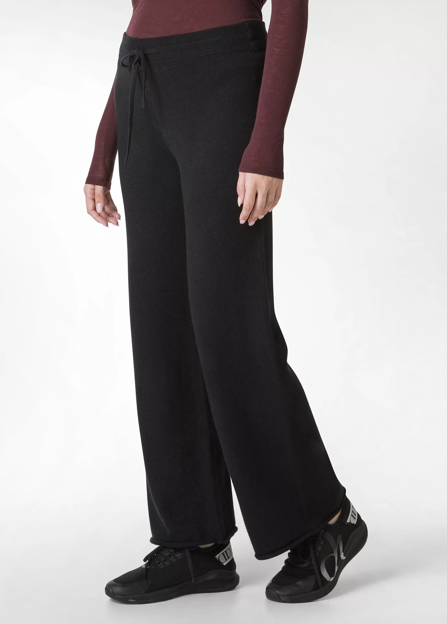 Shop DEHA Wide Leg Knitted Pants Black
