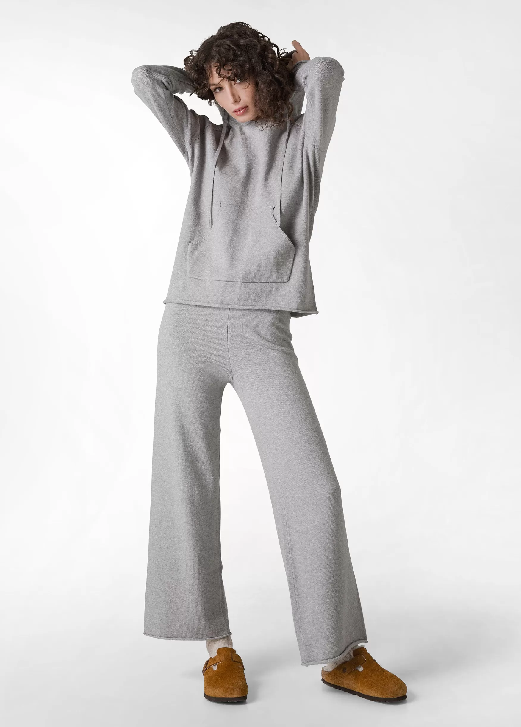 Hot DEHA Wide Leg Knitted Pants Grey Grey Melange